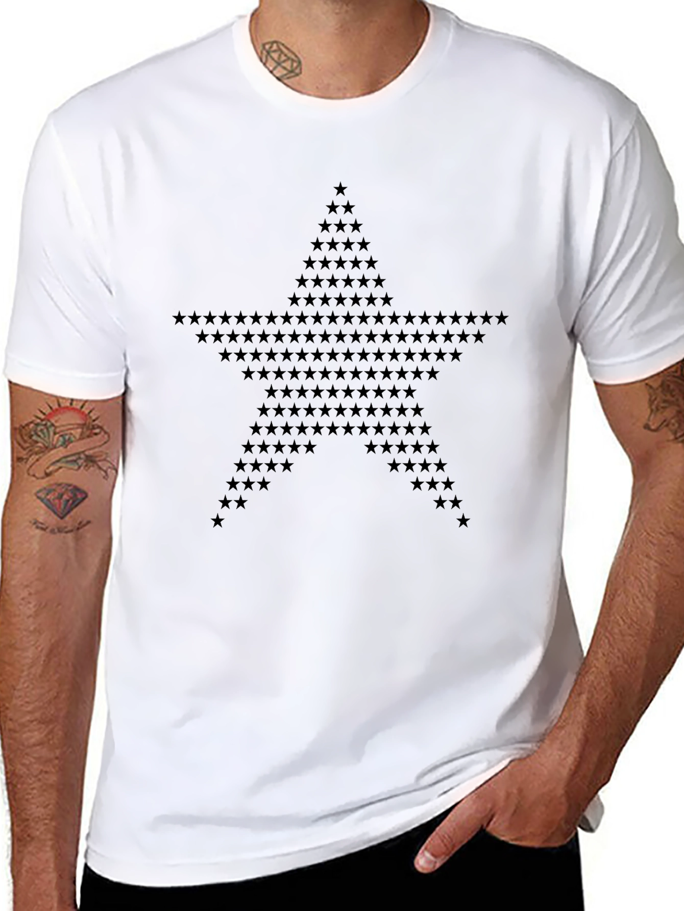 Starry Star Graphic Tee - Black Cotton T-Shirt