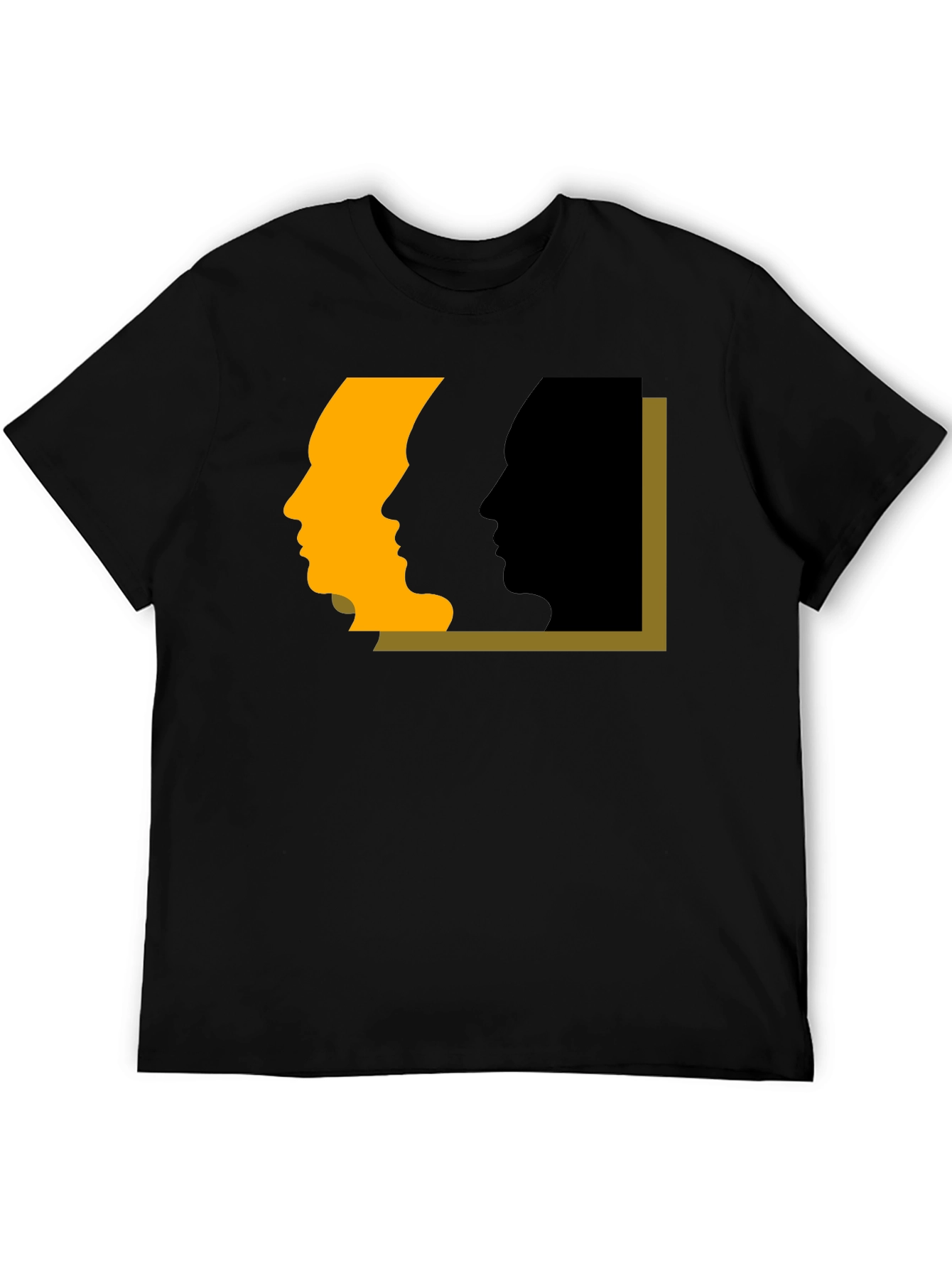 Abstract Faces Graphic Tee - Modern Art Black T-Shirt