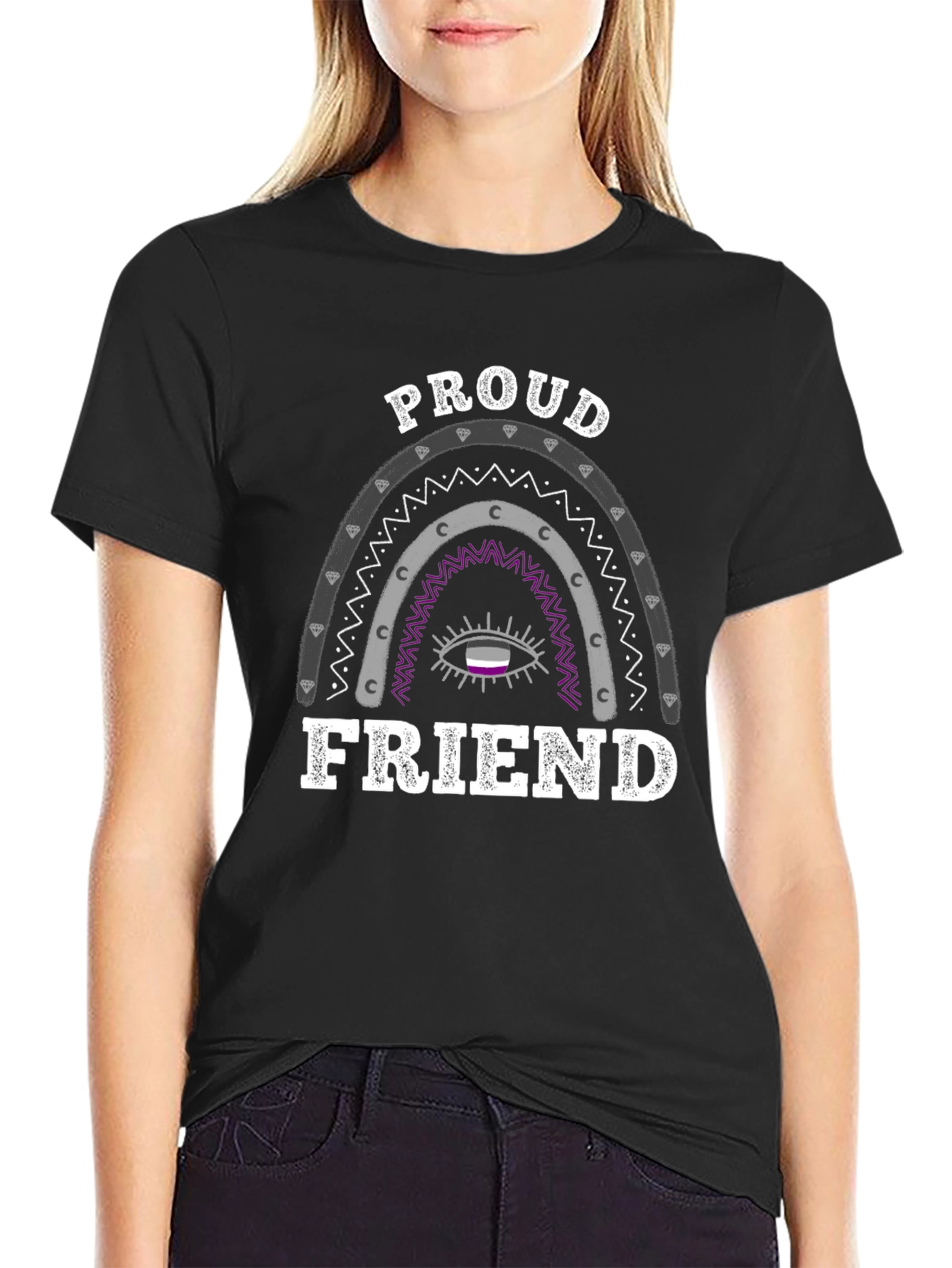 Proud Friend Asexual Pride Rainbow T-Shirt