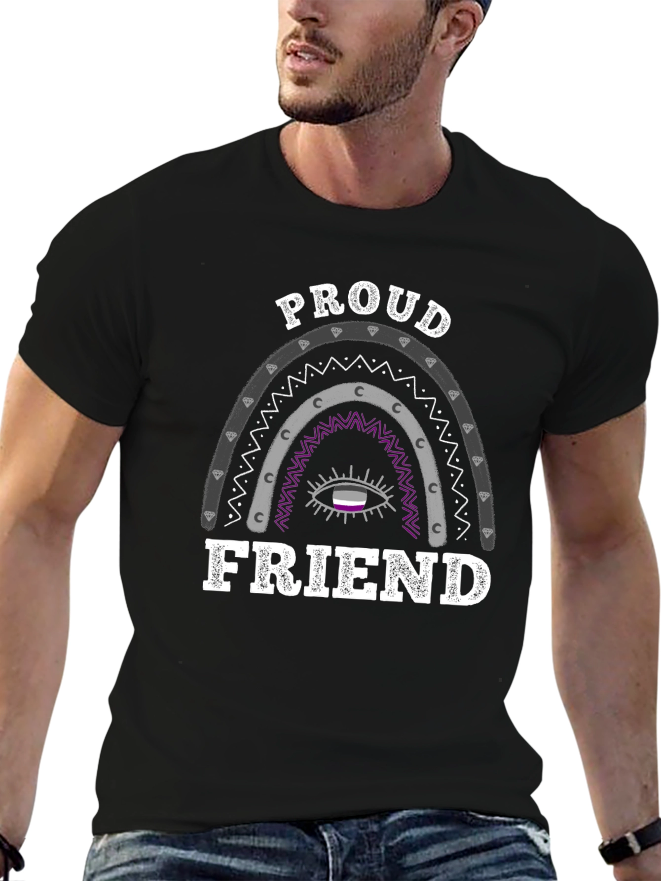 Proud Friend Asexual Pride Rainbow T-Shirt
