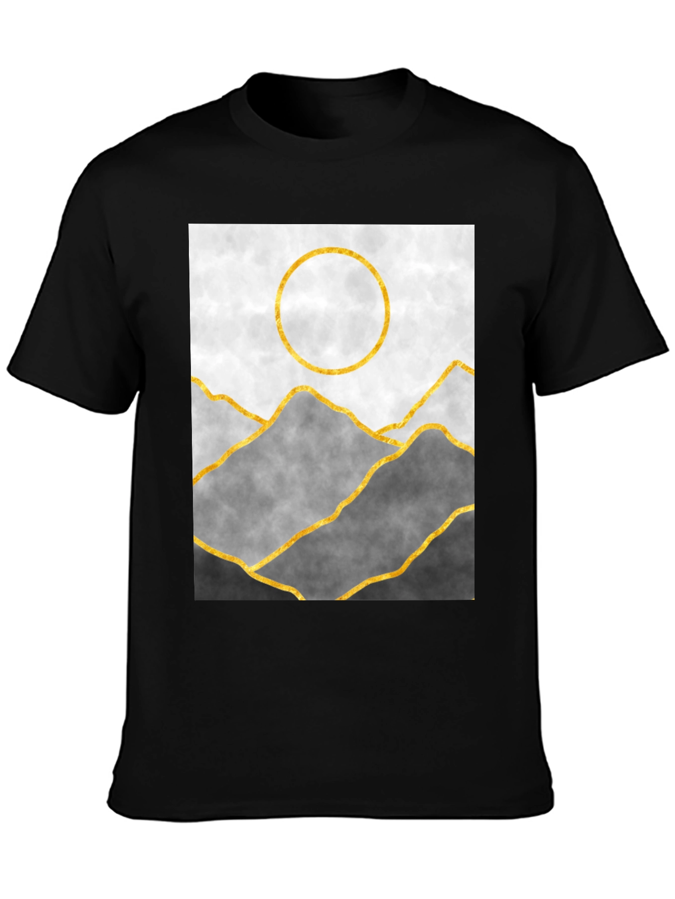Abstract Mountain Gold Line Art Graphic Tee