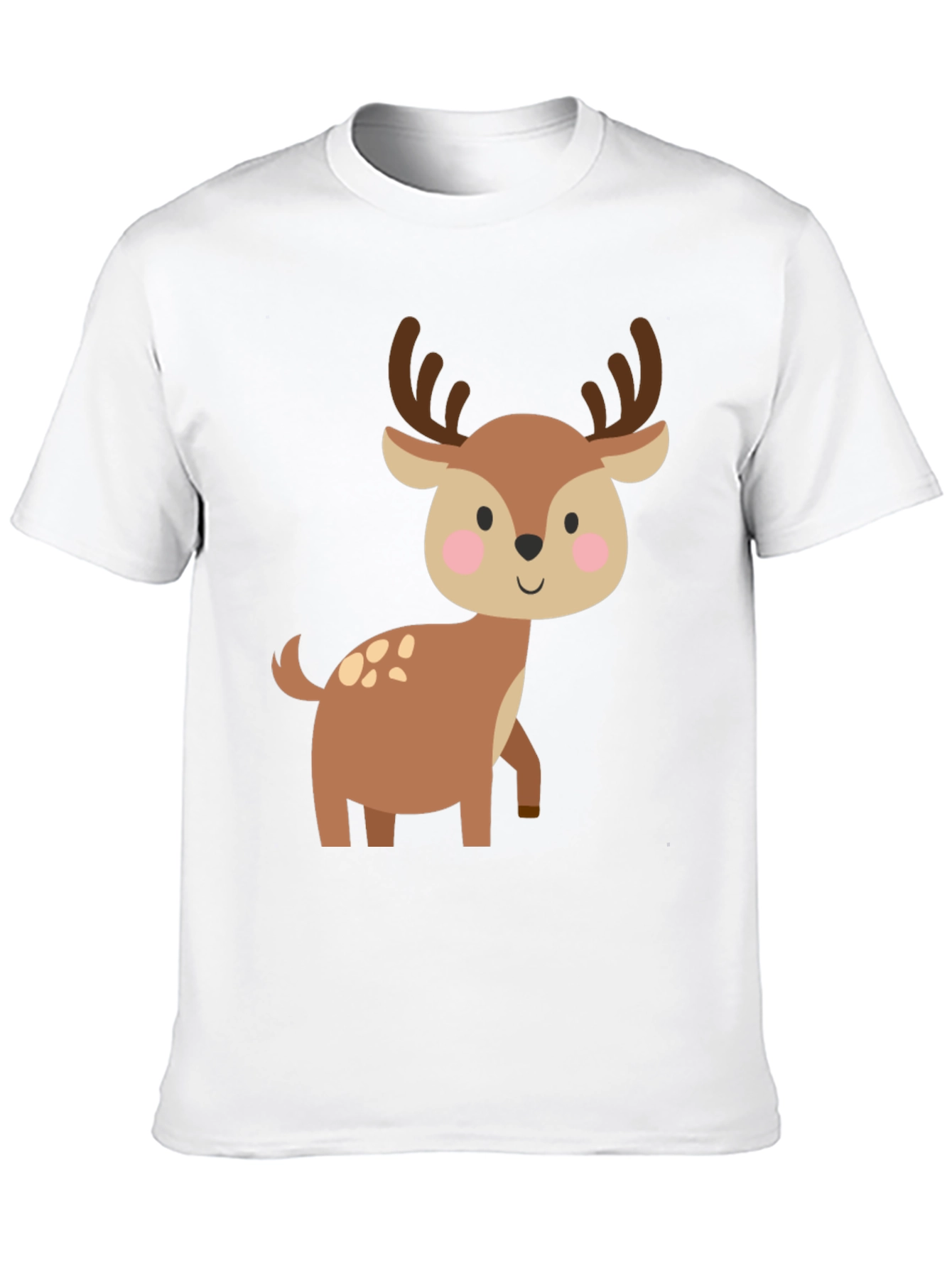 Cute Deer Graphic Tee - Black Cotton Blend