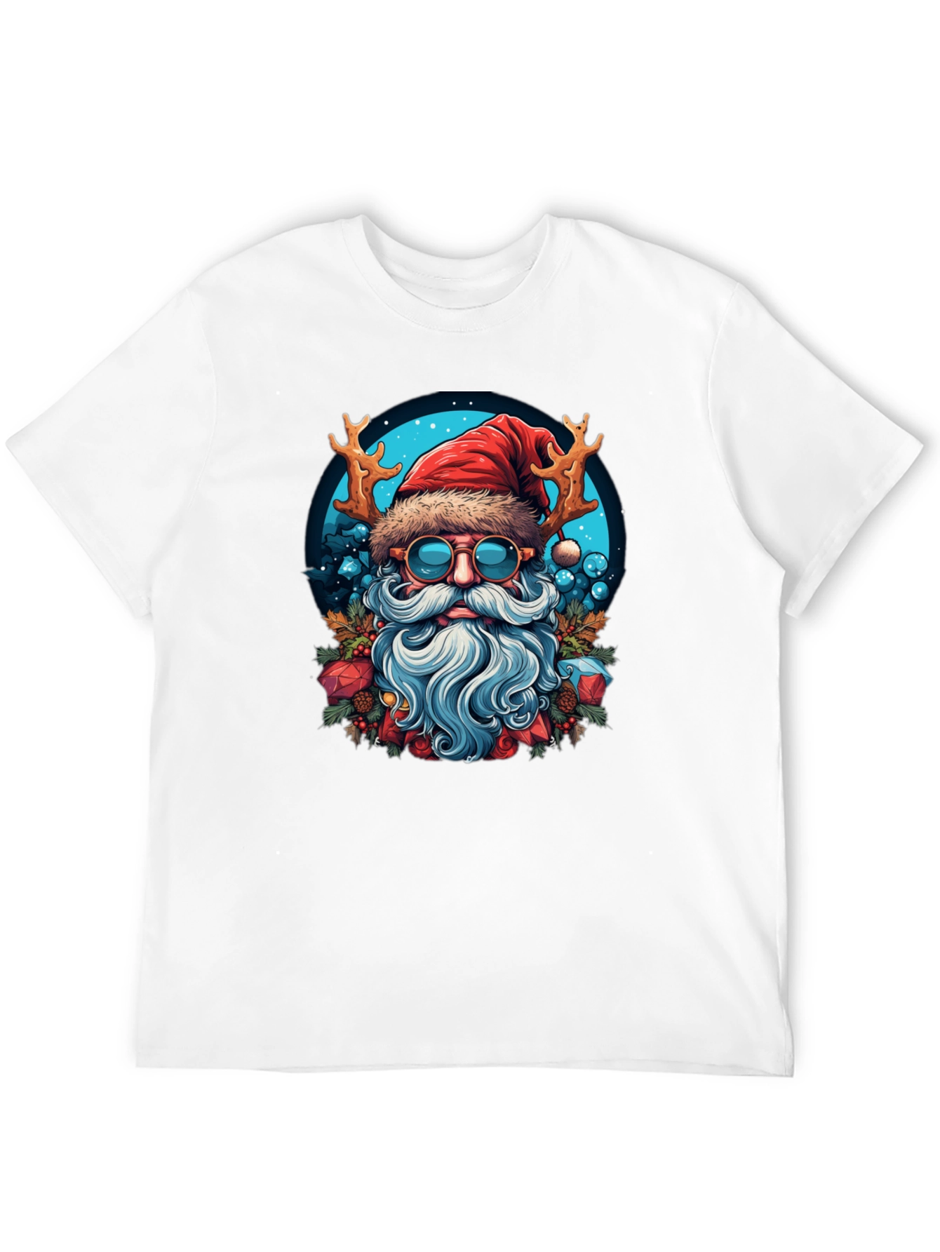 Festive Santa T-Shirt with Reindeer Antlers