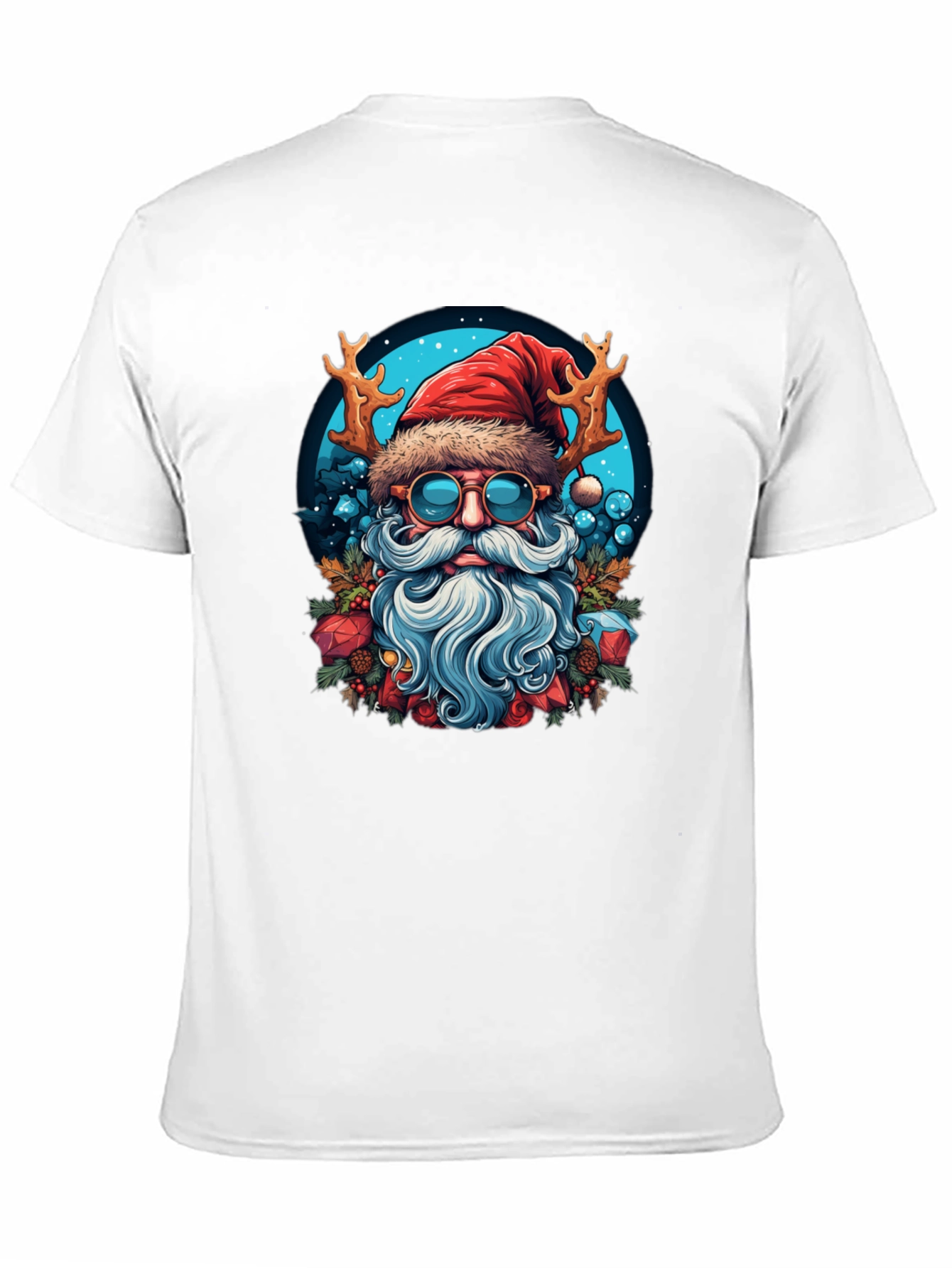Festive Santa T-Shirt with Reindeer Antlers