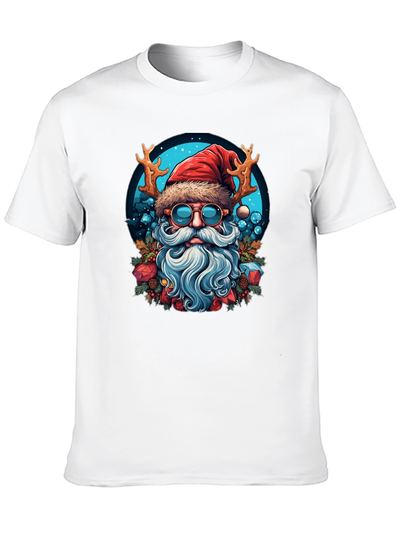 Festive Santa T-Shirt with Reindeer Antlers