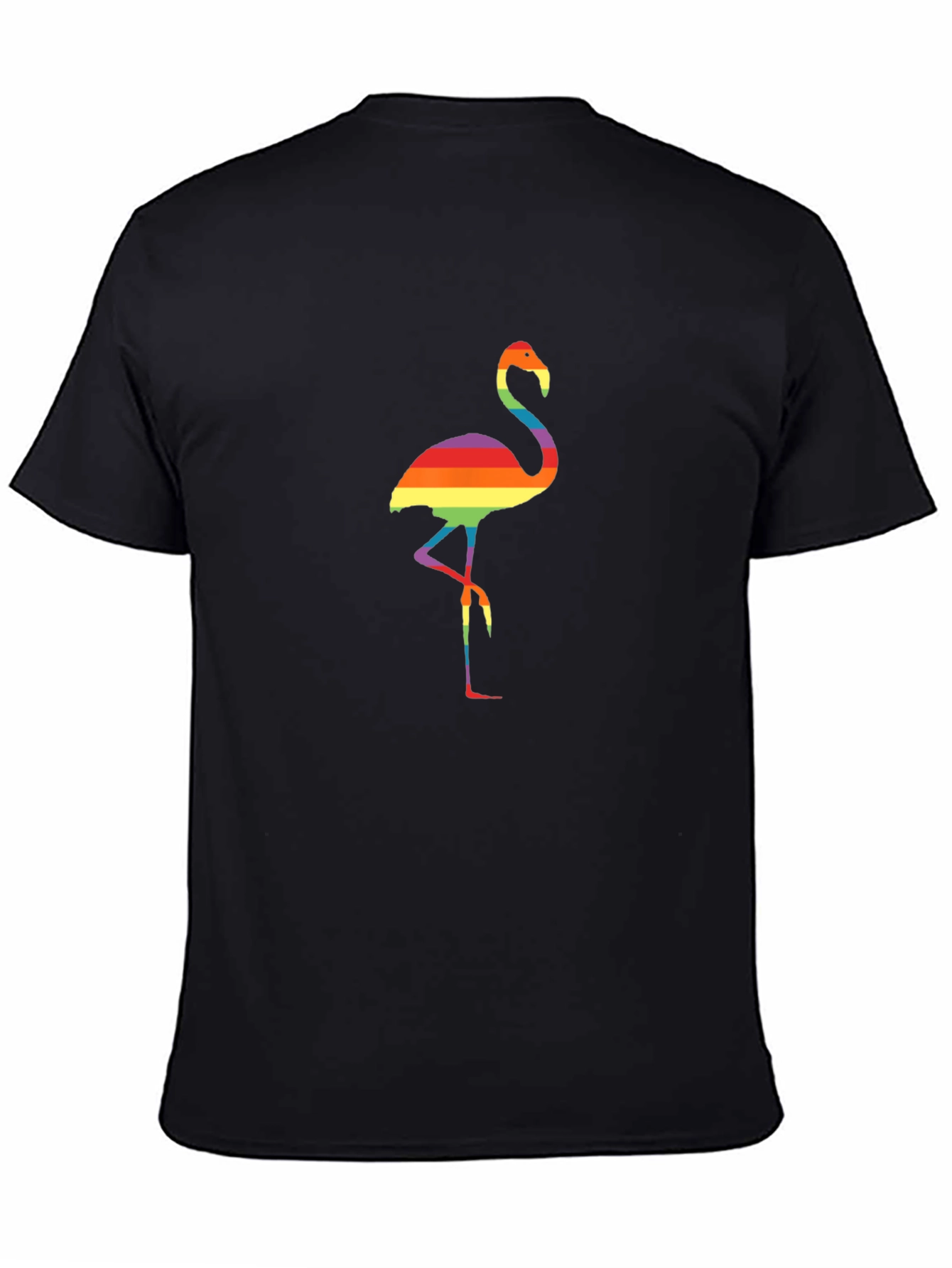 Rainbow Flamingo Graphic Tee - Black Casual Shirt