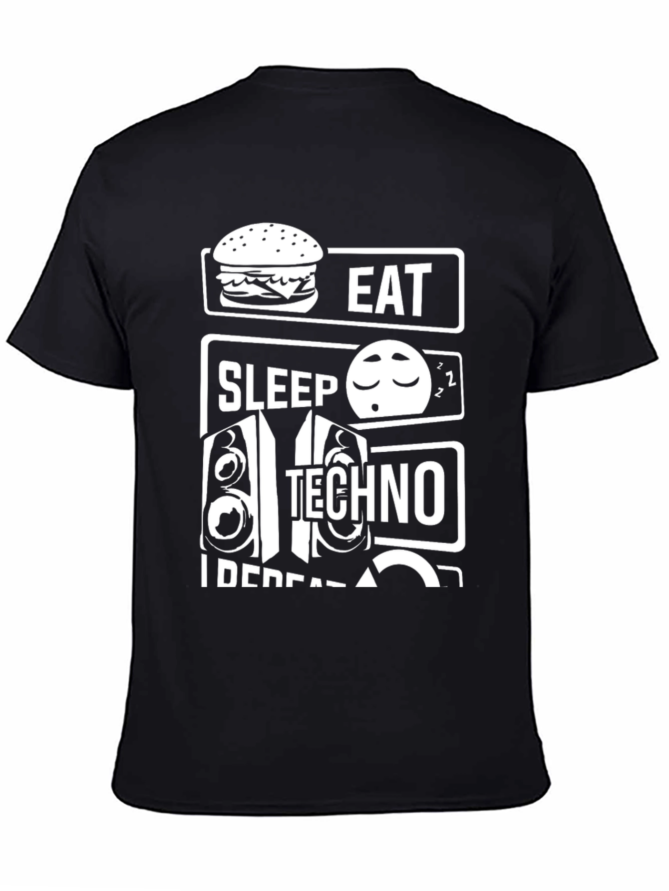 Eat Sleep Techno Repeat Black T-Shirt