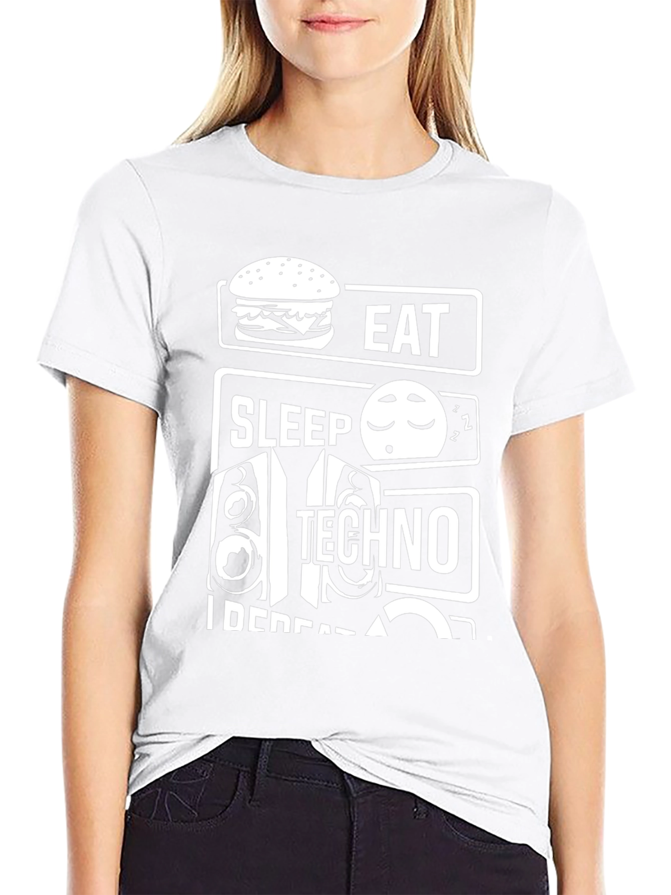 Eat Sleep Techno Repeat Black T-Shirt