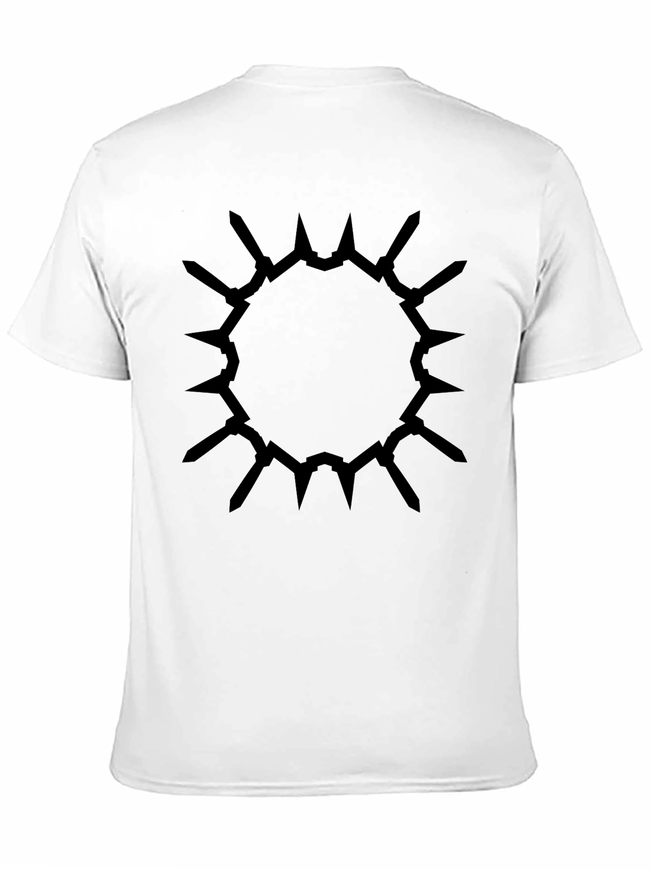 Edgy Circle Spike Design Black T-Shirt