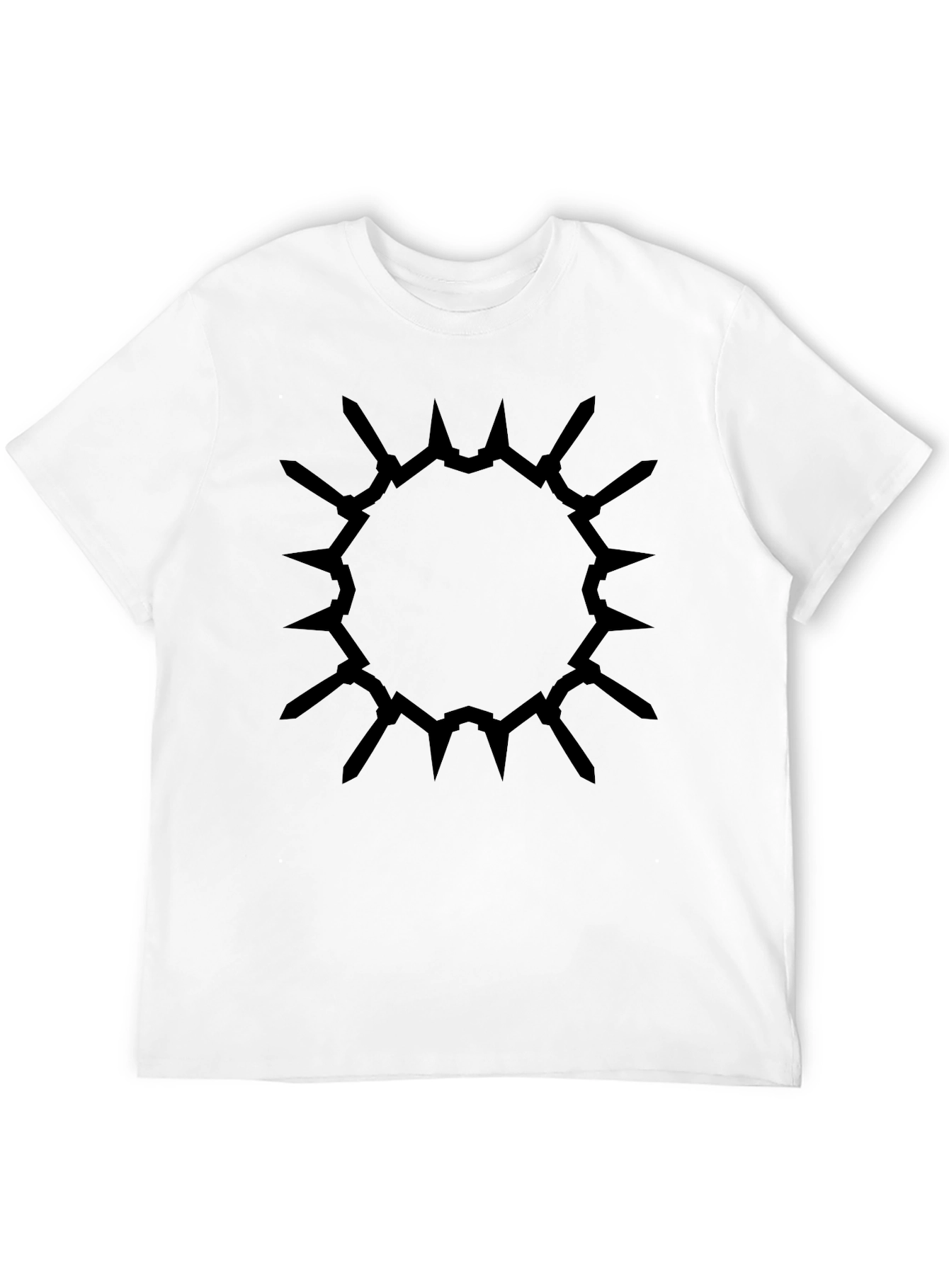 Edgy Circle Spike Design Black T-Shirt