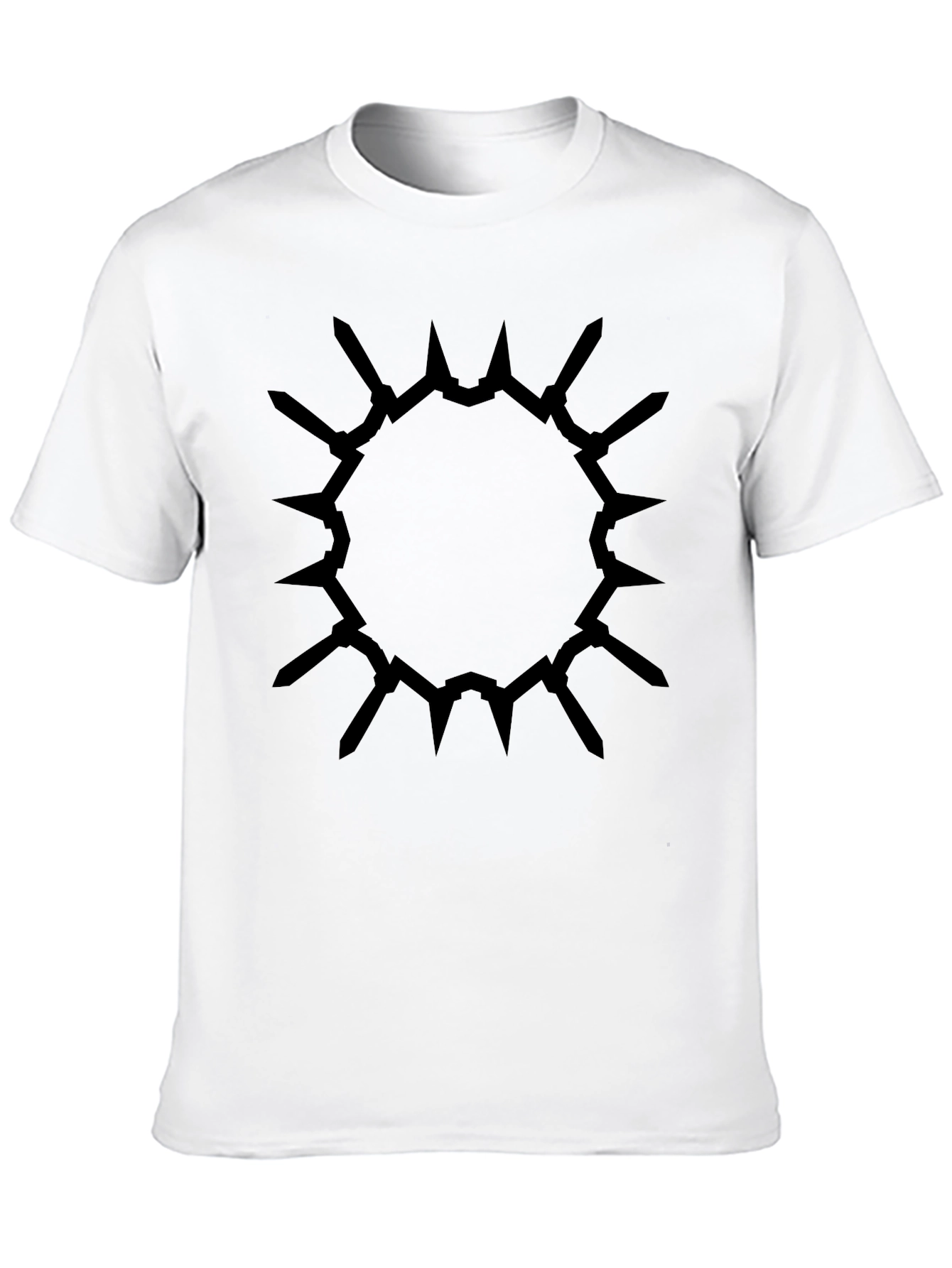 Edgy Circle Spike Design Black T-Shirt