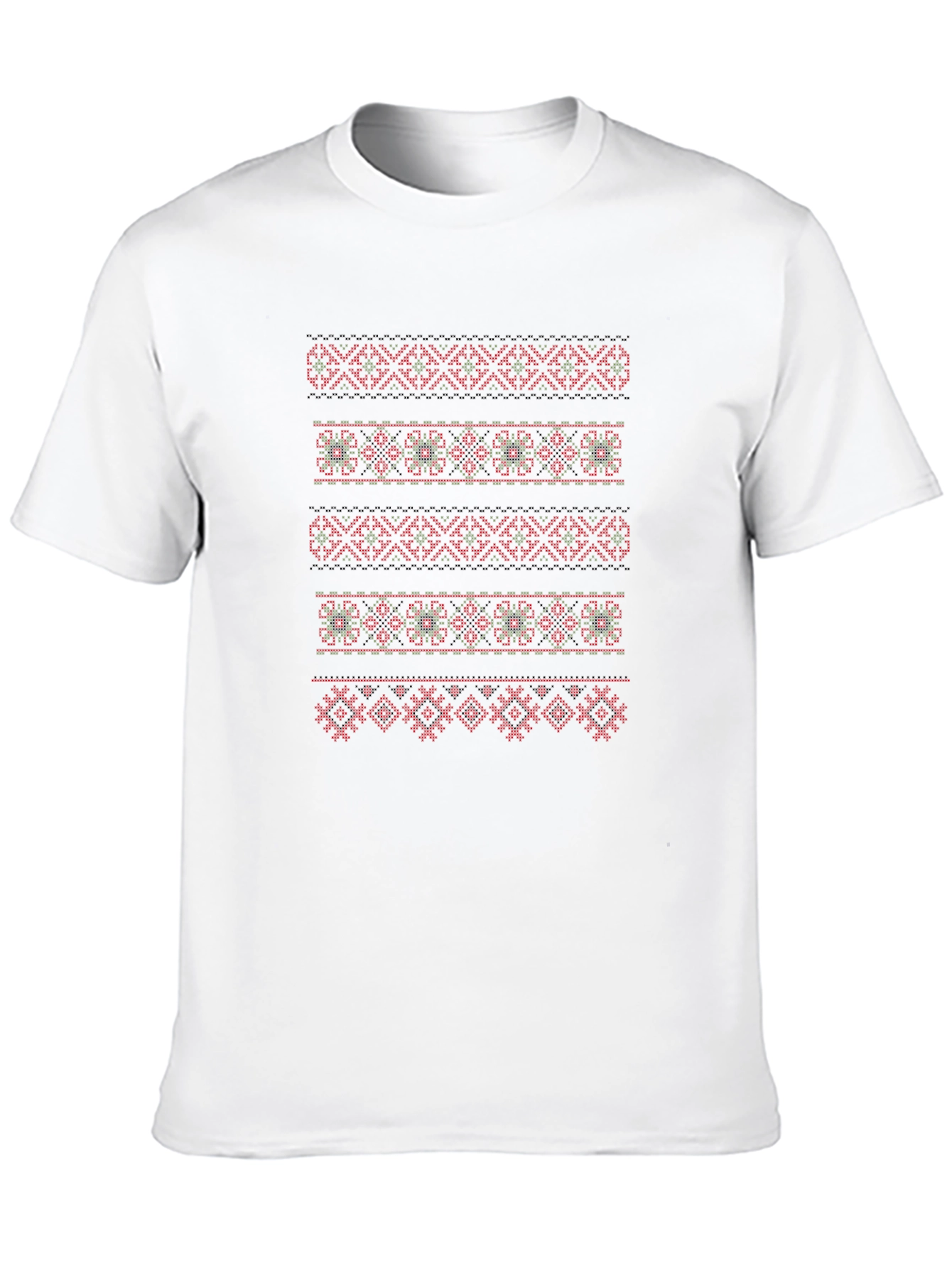 Embroidered Pattern Tee - Black Cotton Blend