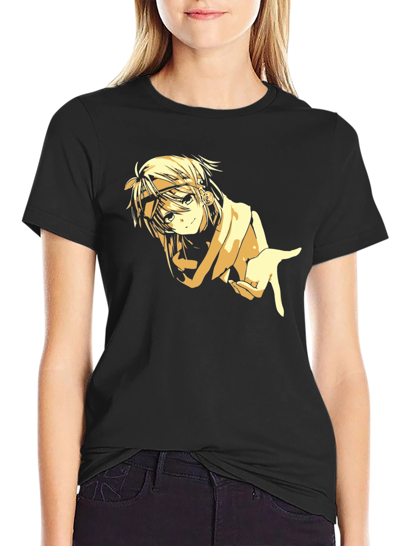 Anime Girl Graphic Black Tee