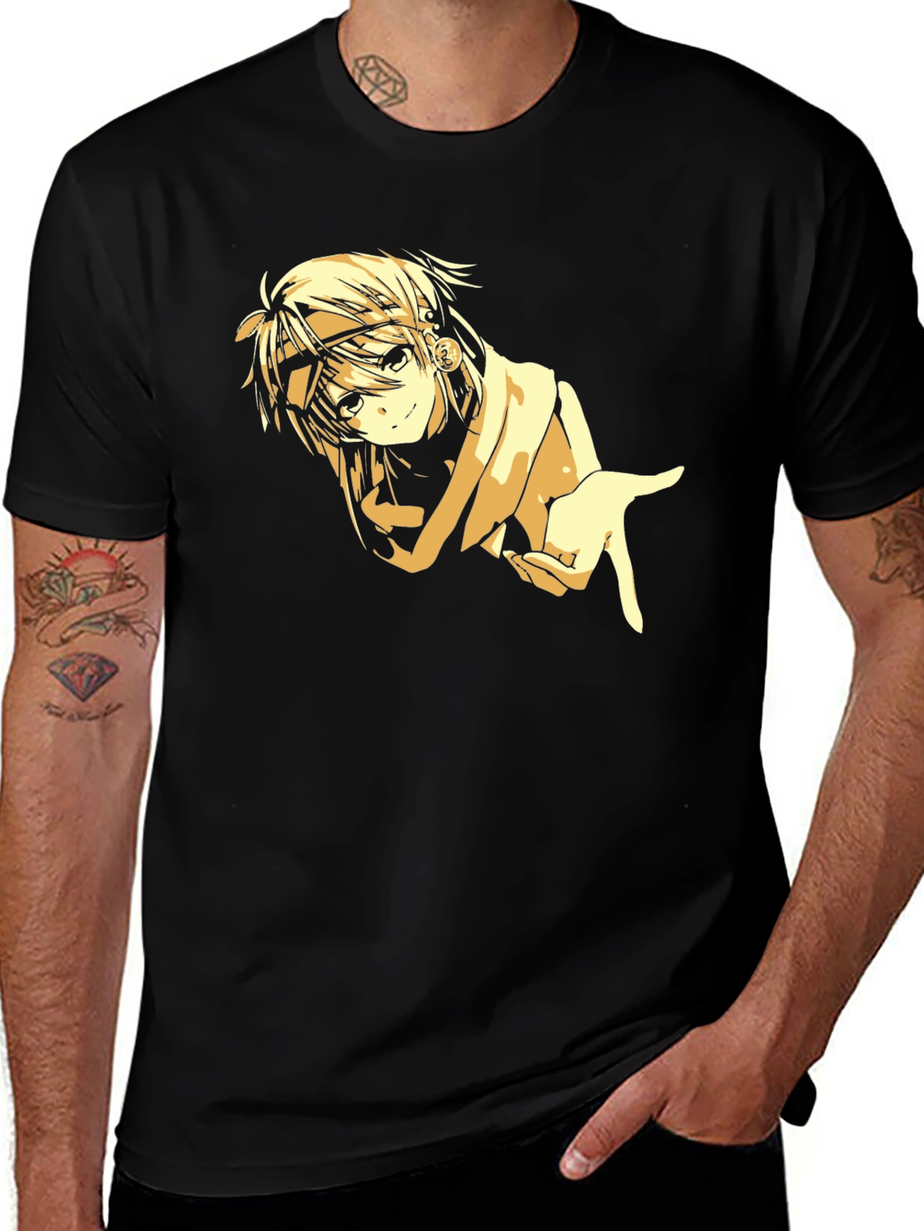 Anime Girl Graphic Black Tee