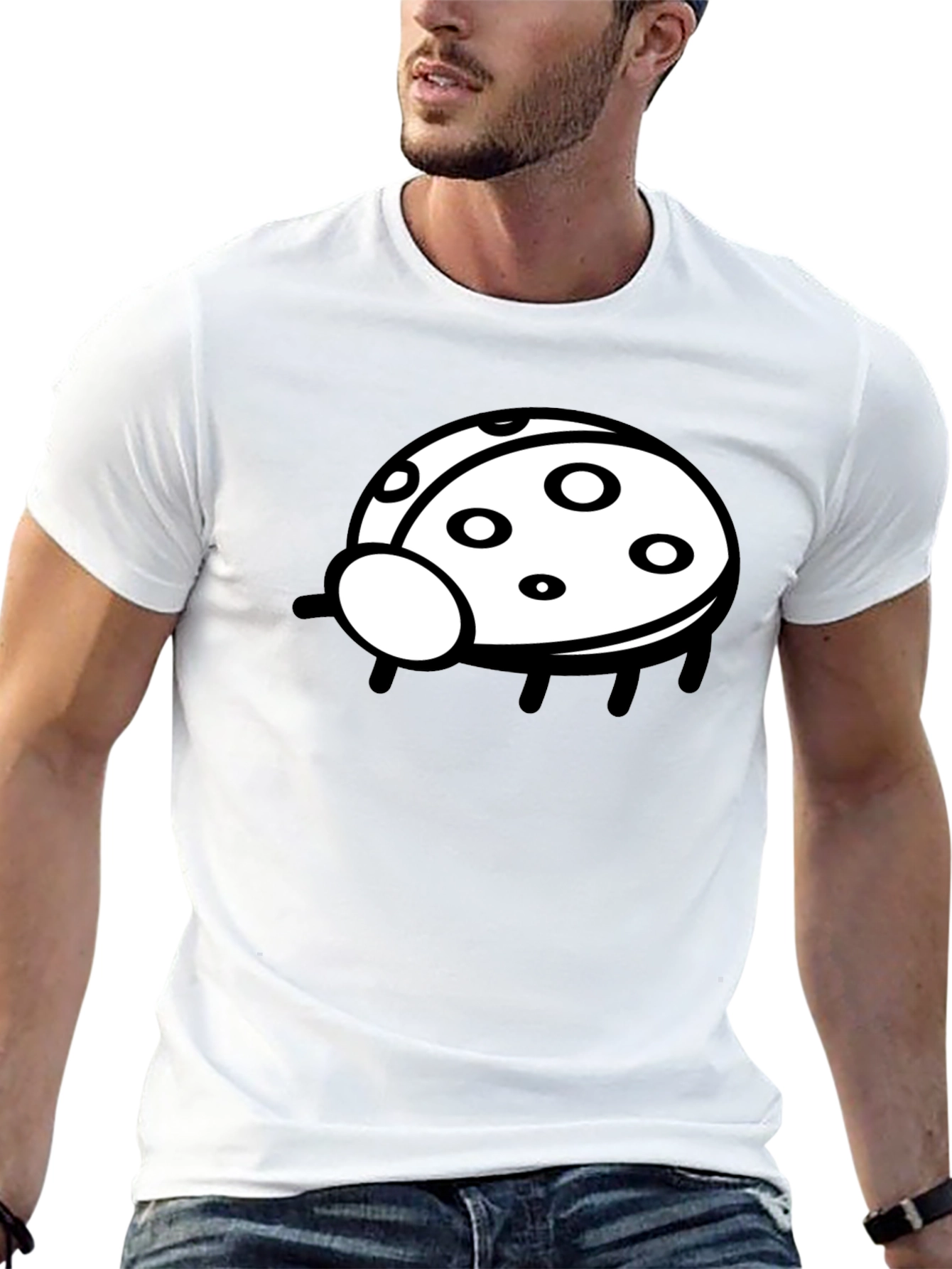 Black T-Shirt with Ladybug Graphic