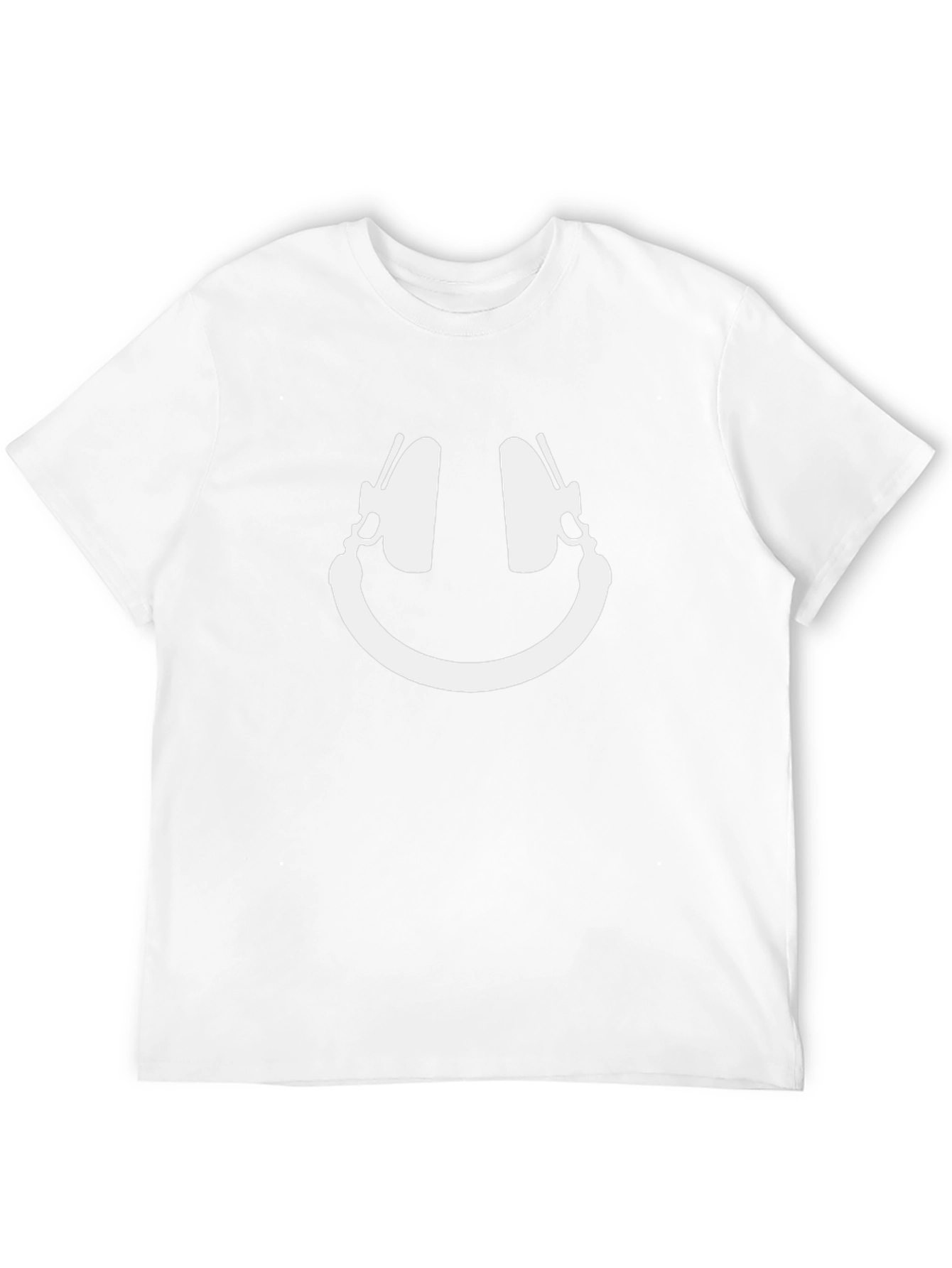 Headphone Smiley Face Black T-Shirt