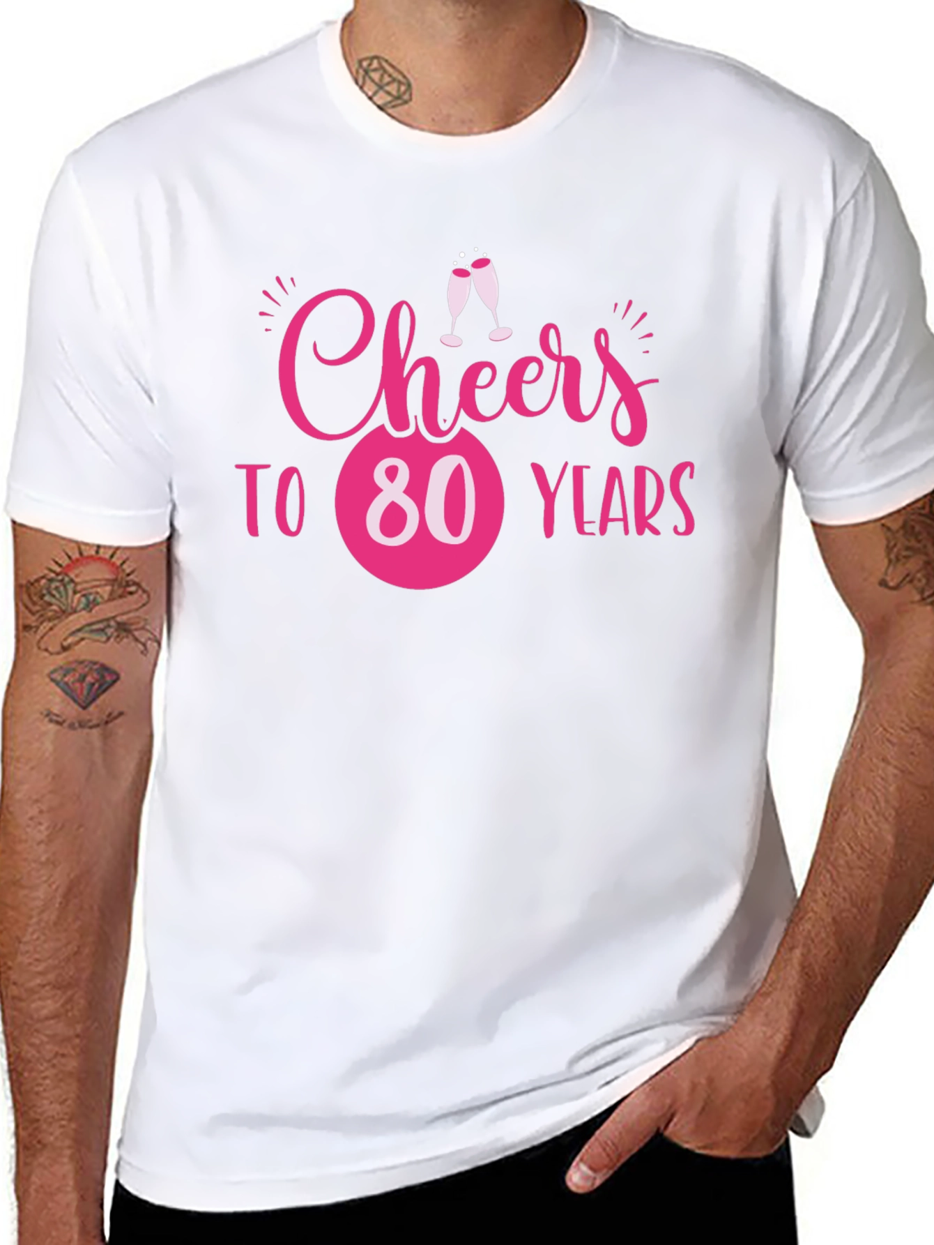 Cheers to 80 Years T-Shirt - Birthday Celebration