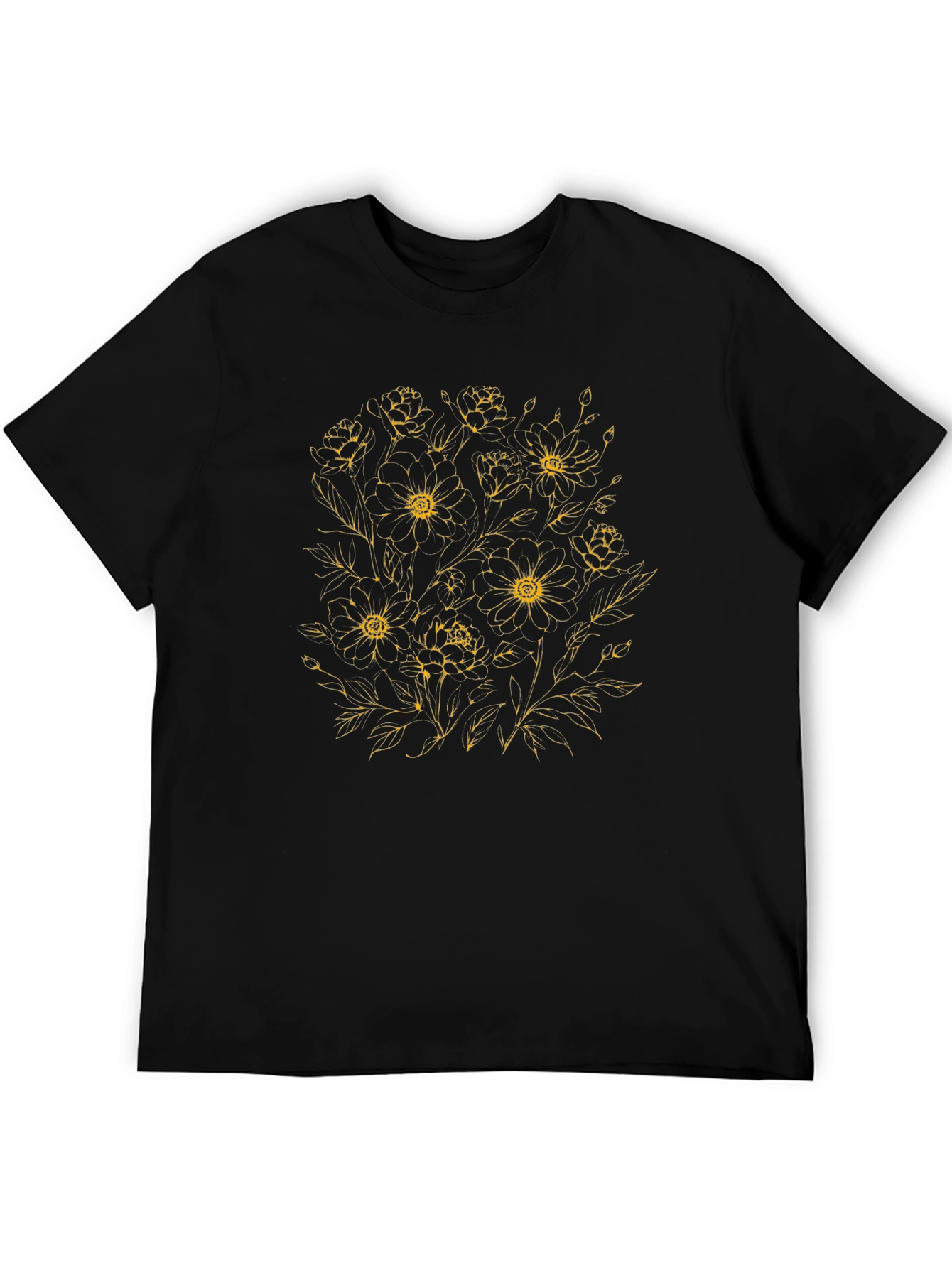 Floral Print Black T-Shirt - Stylish Casual Wear