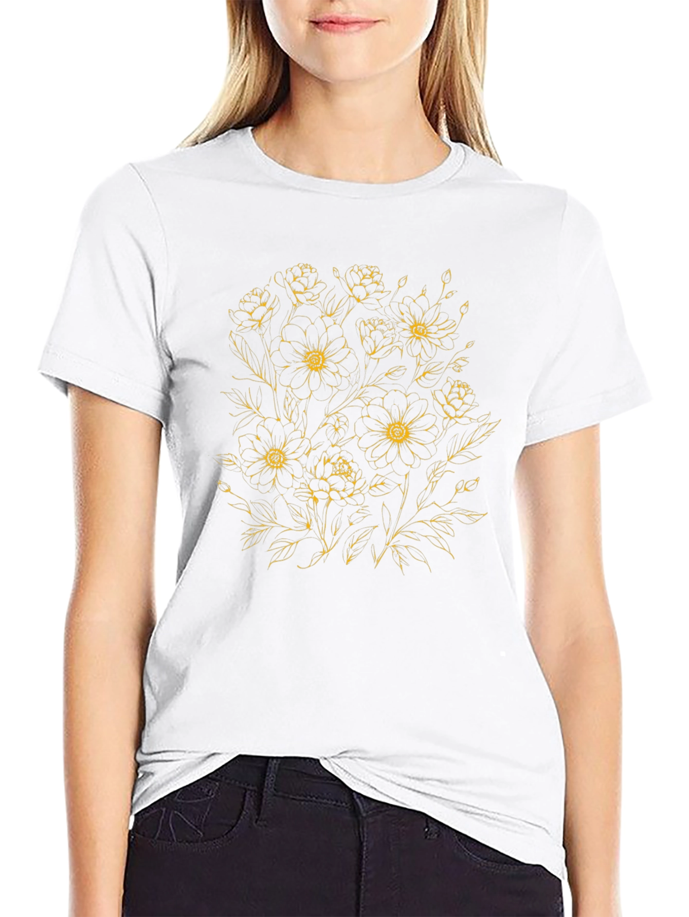 Floral Print Black T-Shirt - Stylish Casual Wear