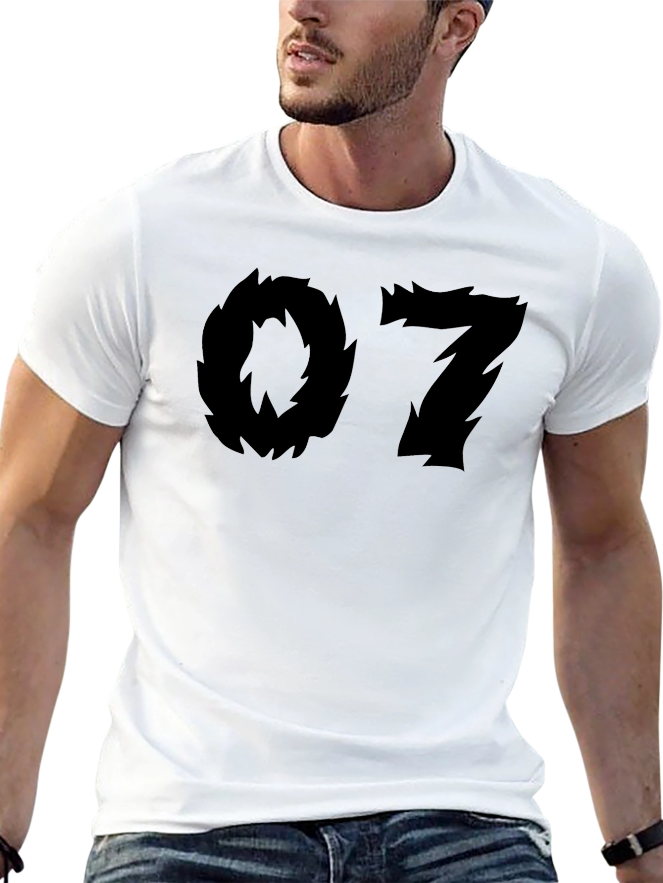Edgy Number Tee - Black Cotton Graphic T-Shirt