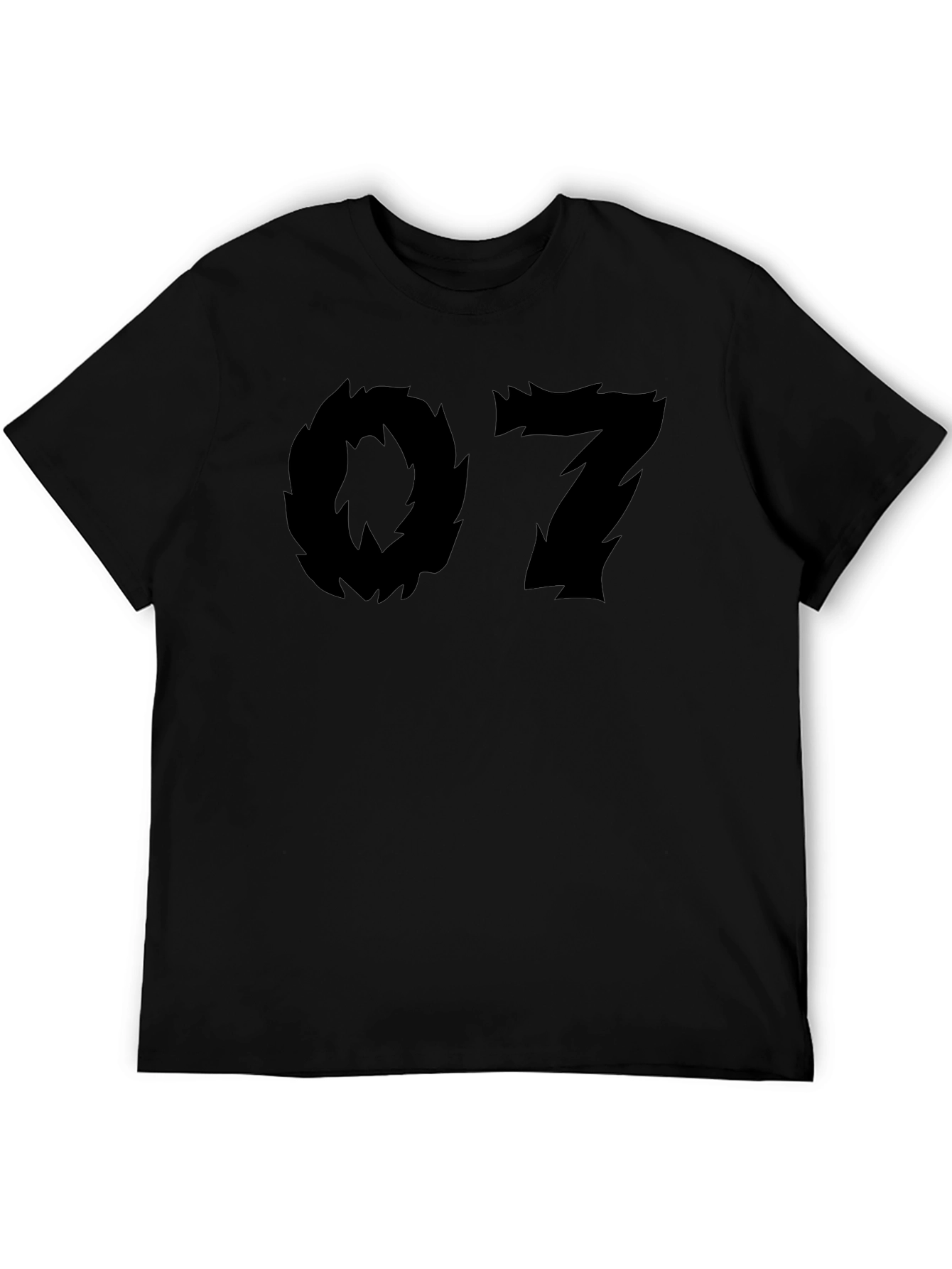 Edgy Number Tee - Black Cotton Graphic T-Shirt