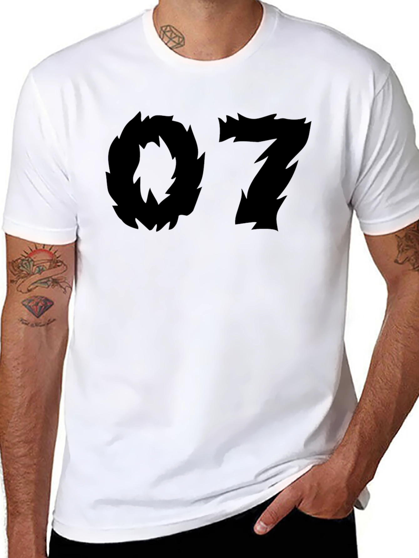 Edgy Number Tee - Black Cotton Graphic T-Shirt