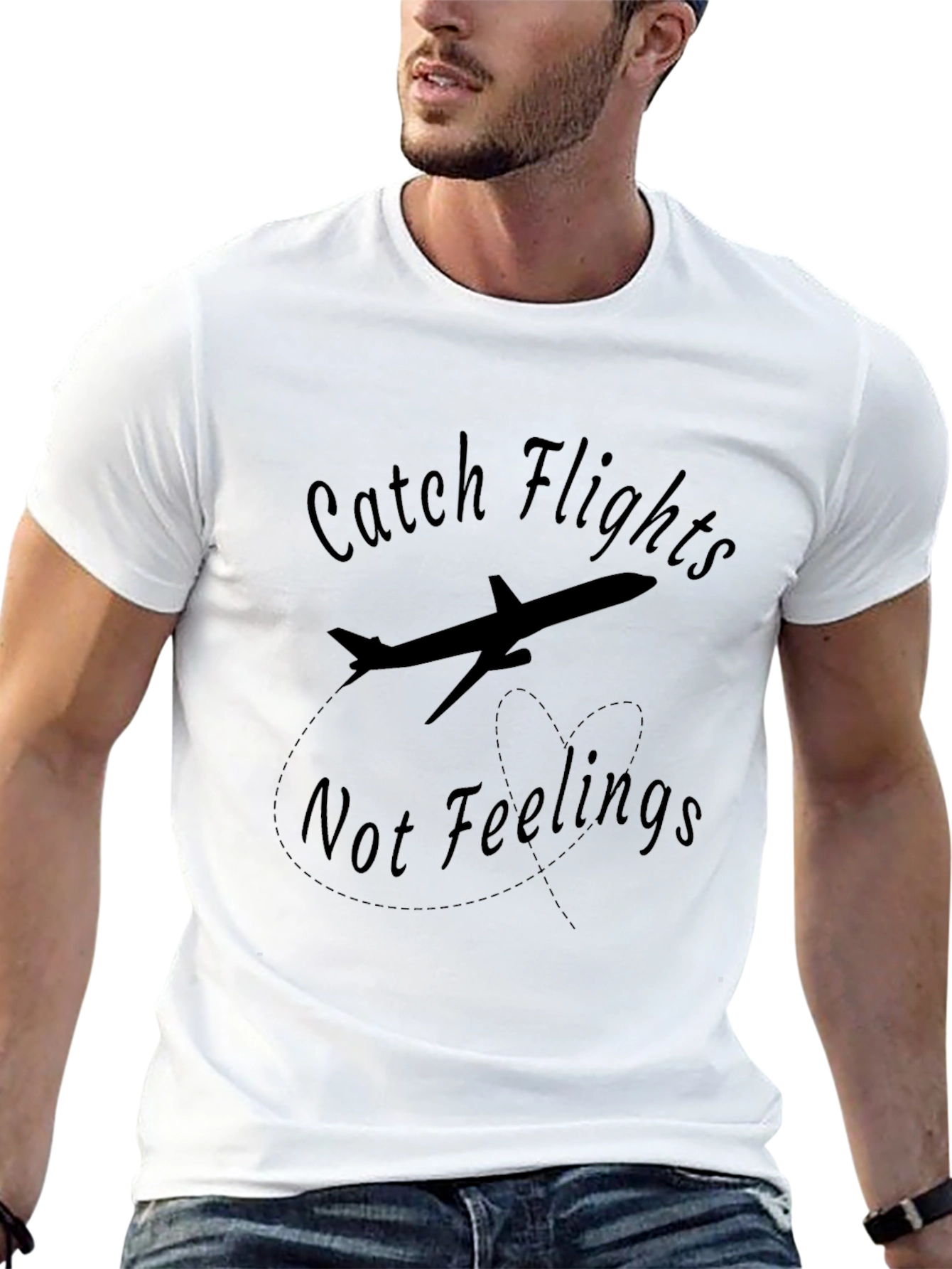 Catch Flights Not Feelings Black T-Shirt