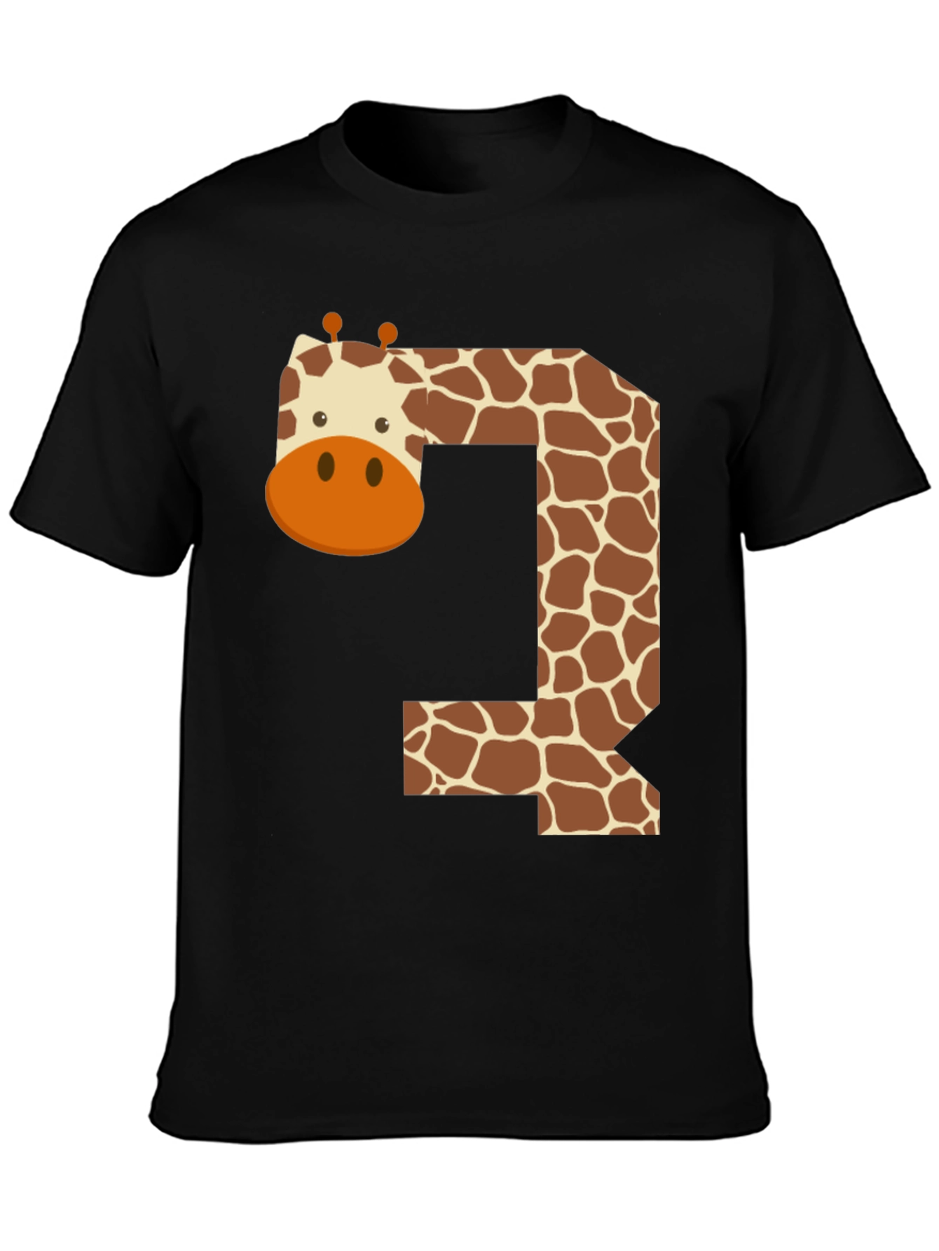Giraffe Number 3 Black T-Shirt