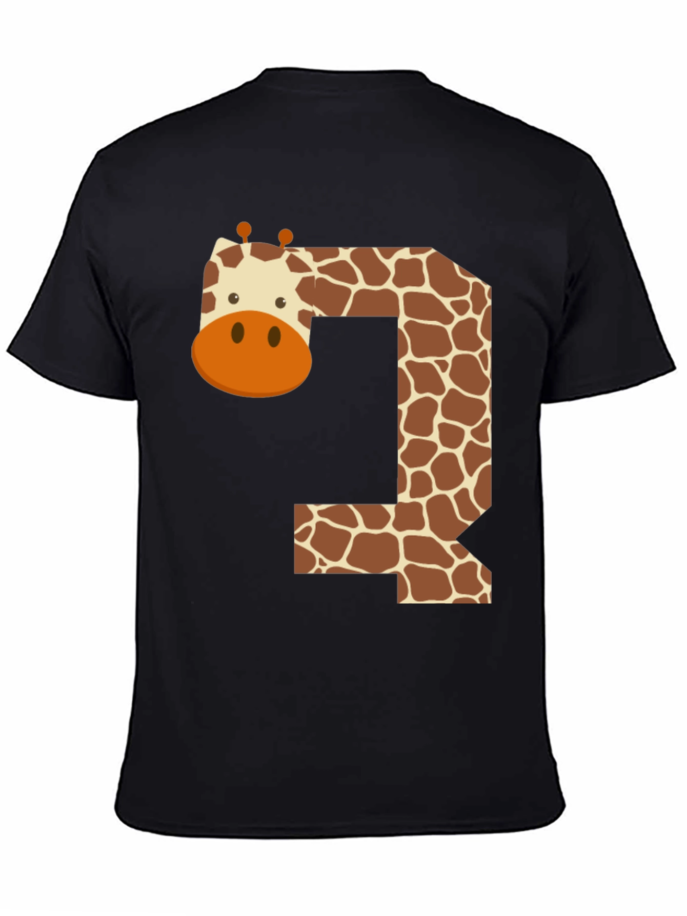 Giraffe Number 3 Black T-Shirt
