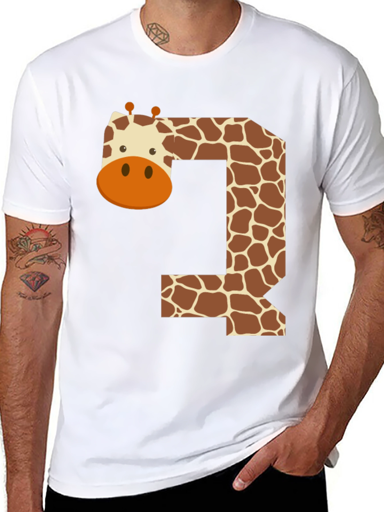 Giraffe Number 3 Black T-Shirt