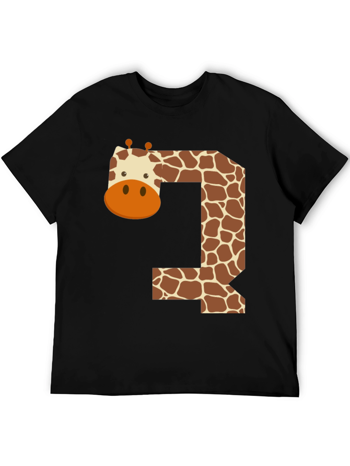 Giraffe Number 3 Black T-Shirt