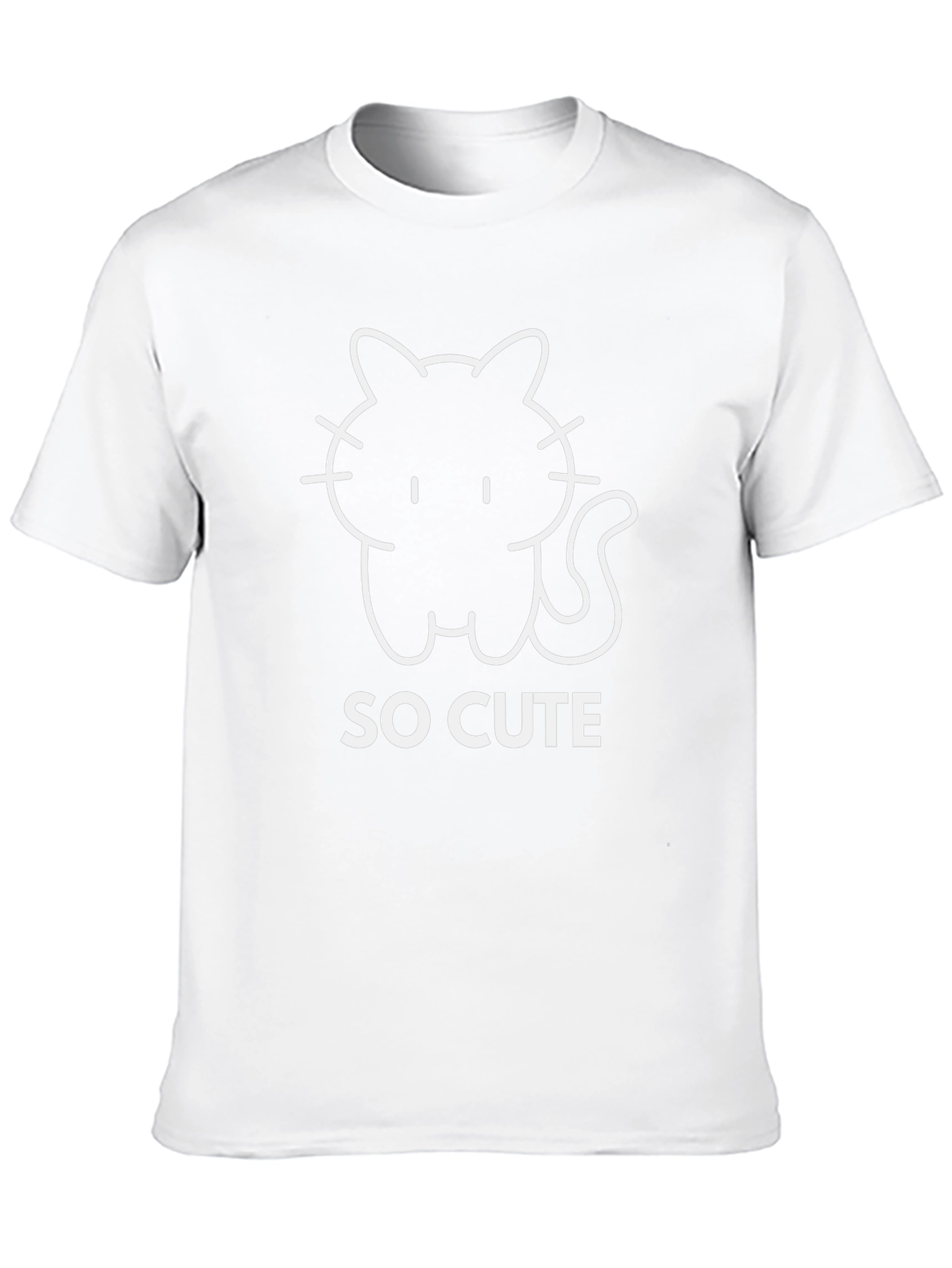 So Cute Cat Graphic Tee - Black Cotton T-Shirt