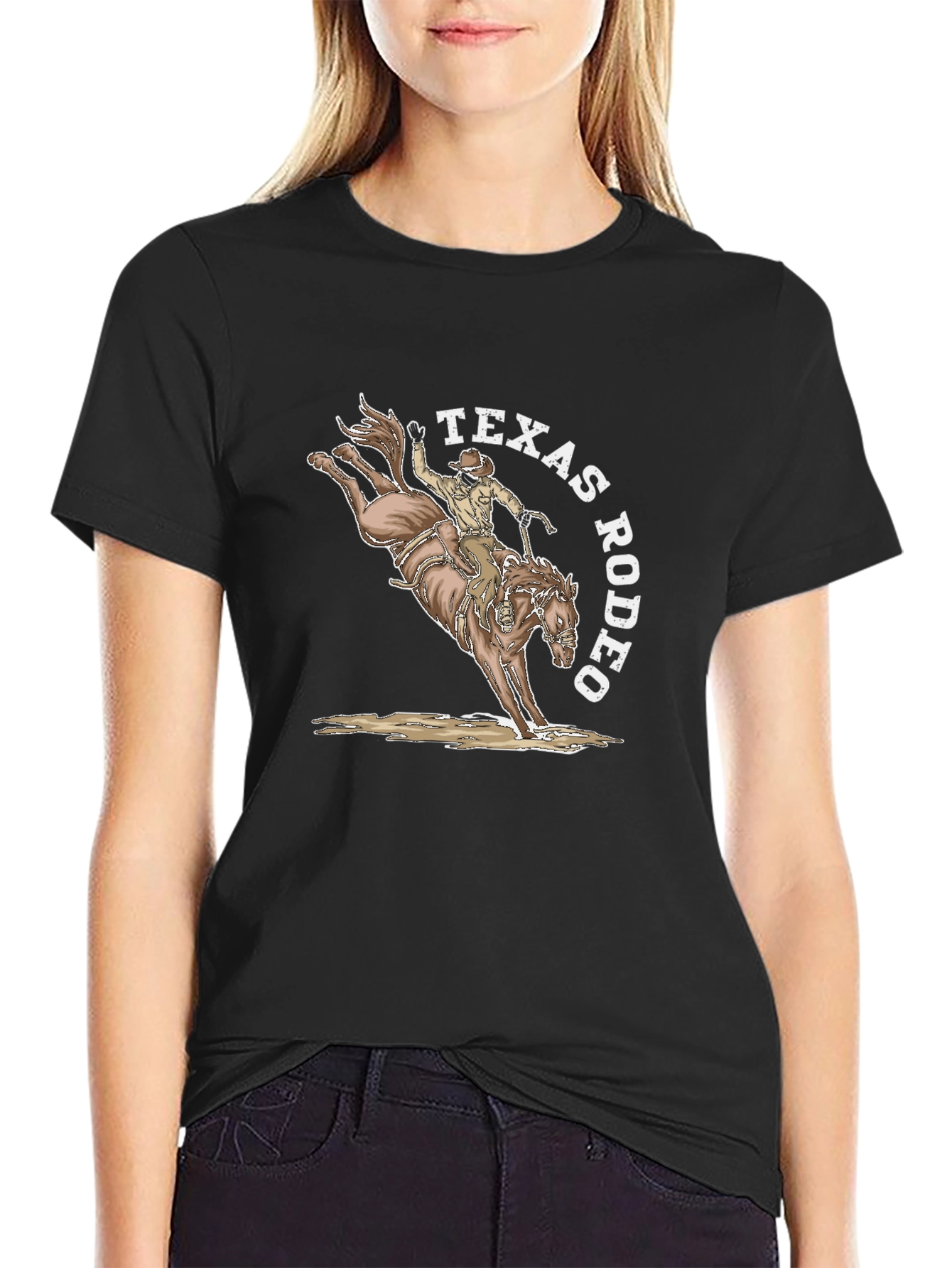 Texas Rodeo Graphic T-Shirt - Cowboy Horseback Riding