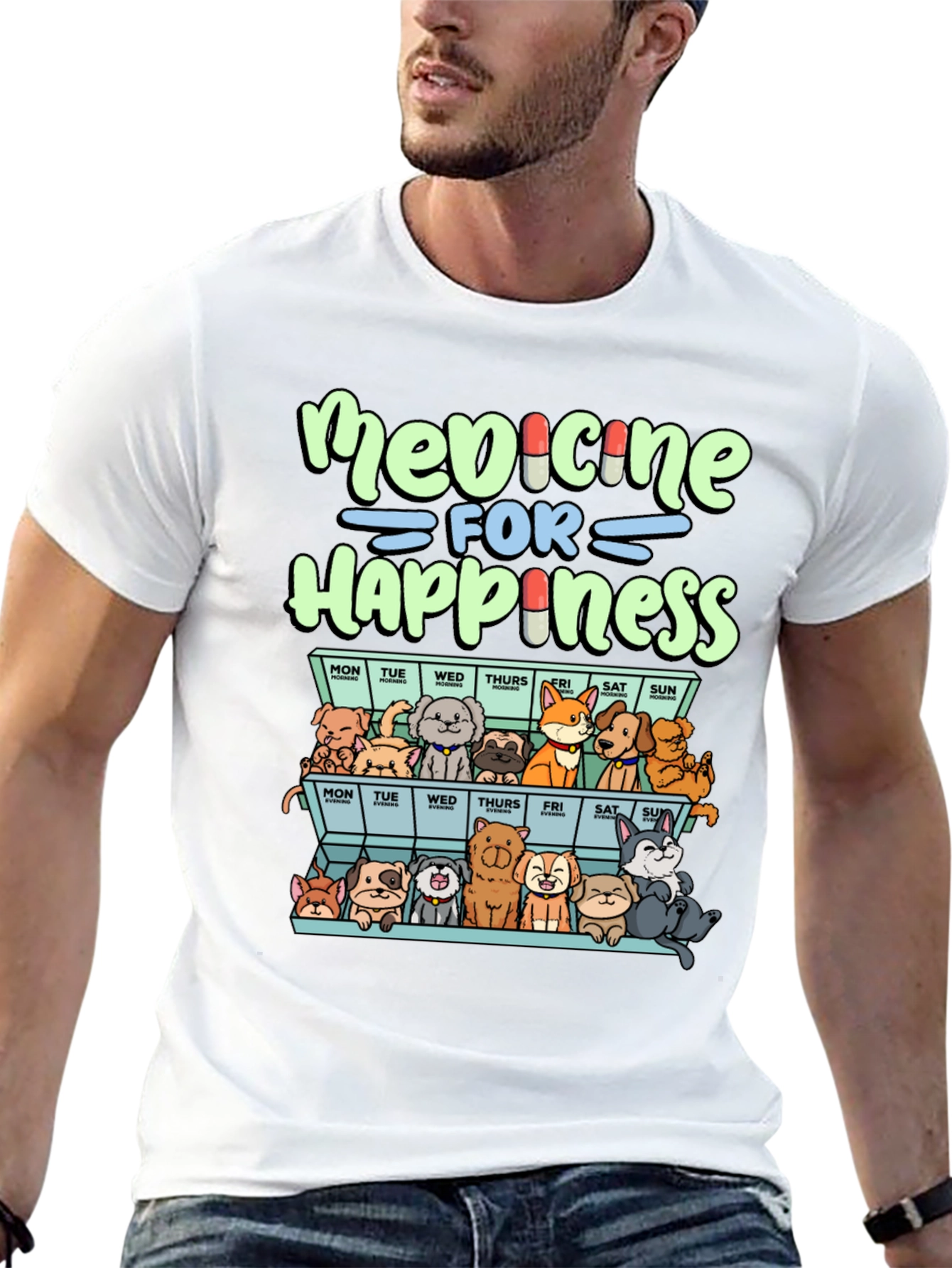 Medicine for Happiness Dog Lover T-Shirt