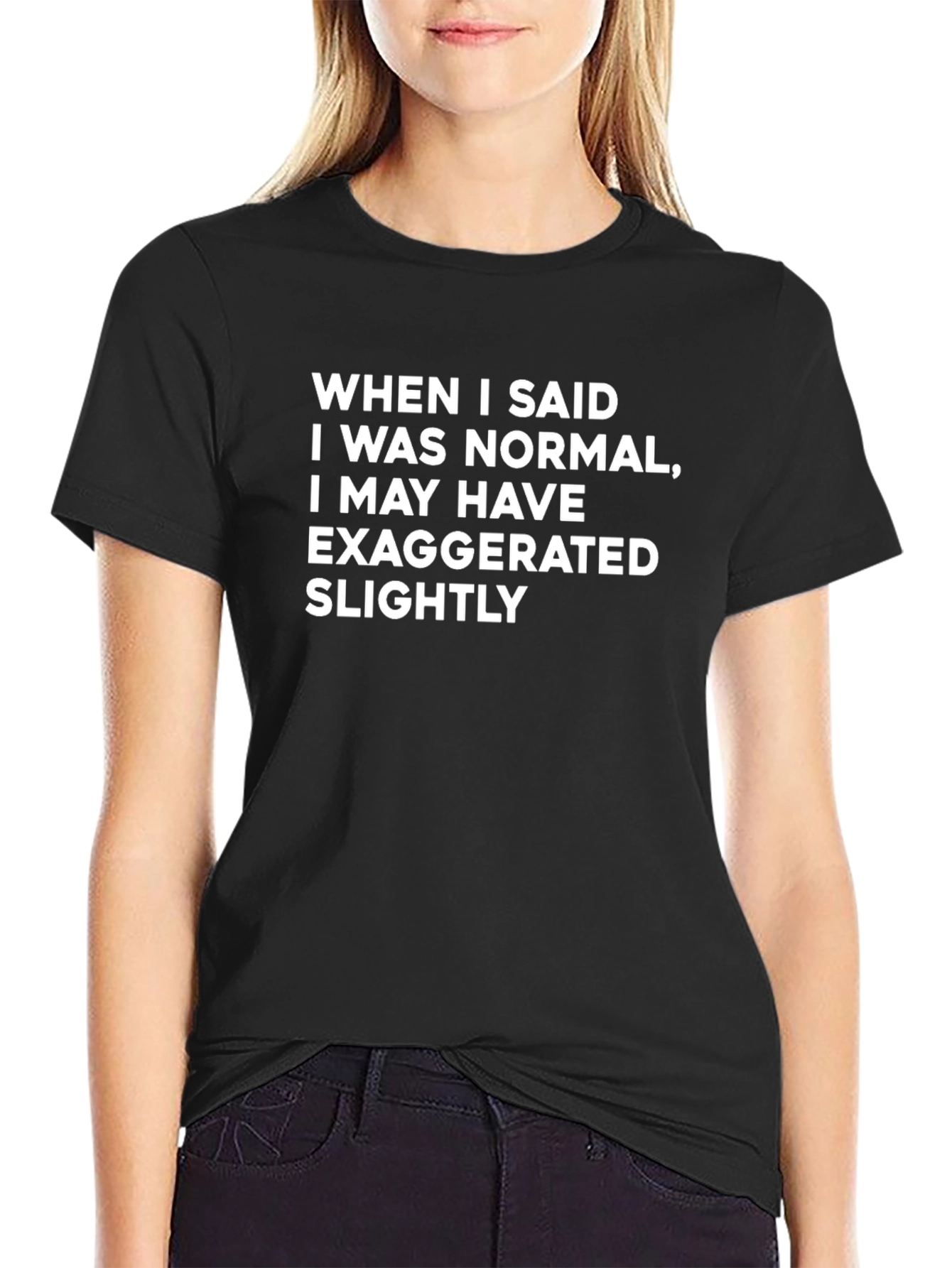 Funny Exaggerated Slightly T-Shirt - Black
