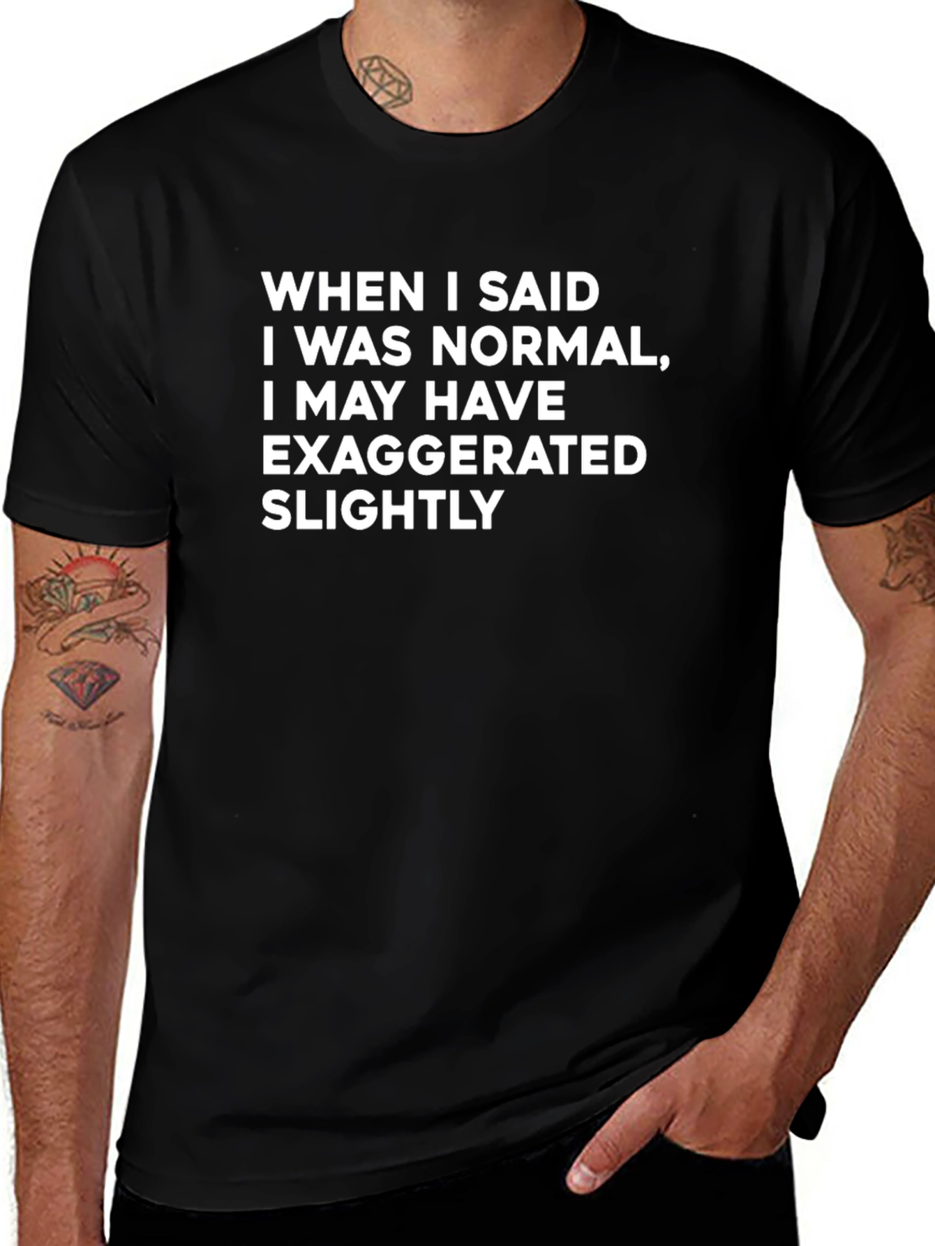 Funny Exaggerated Slightly T-Shirt - Black