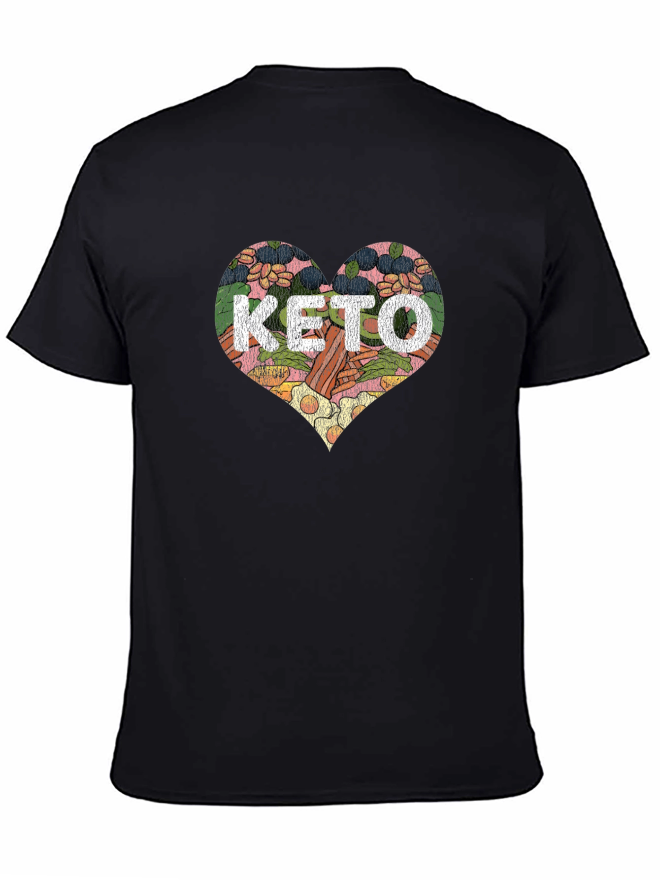 Keto Diet Heart Graphic Tee - Black Cotton T-Shirt