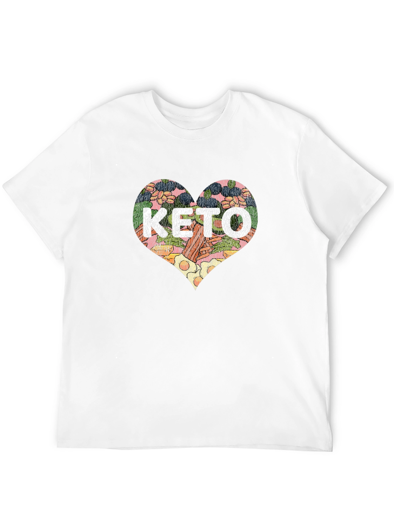 Keto Diet Heart Graphic Tee - Black Cotton T-Shirt