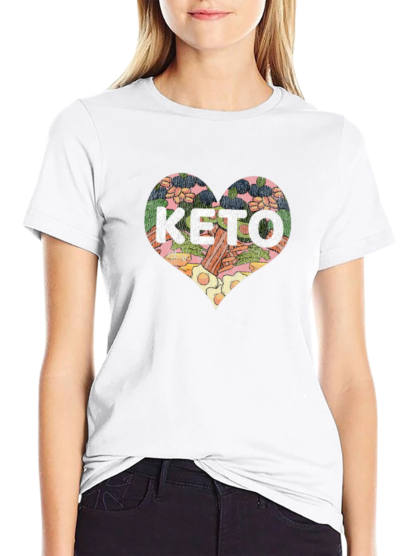 Keto Diet Heart Graphic Tee - Black Cotton T-Shirt