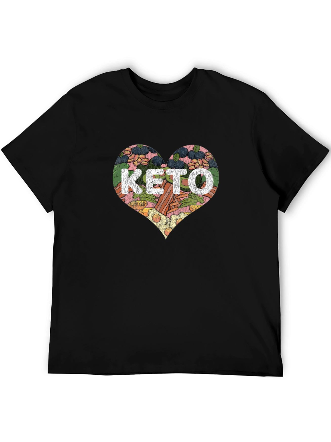 Keto Diet Heart Graphic Tee - Black Cotton T-Shirt