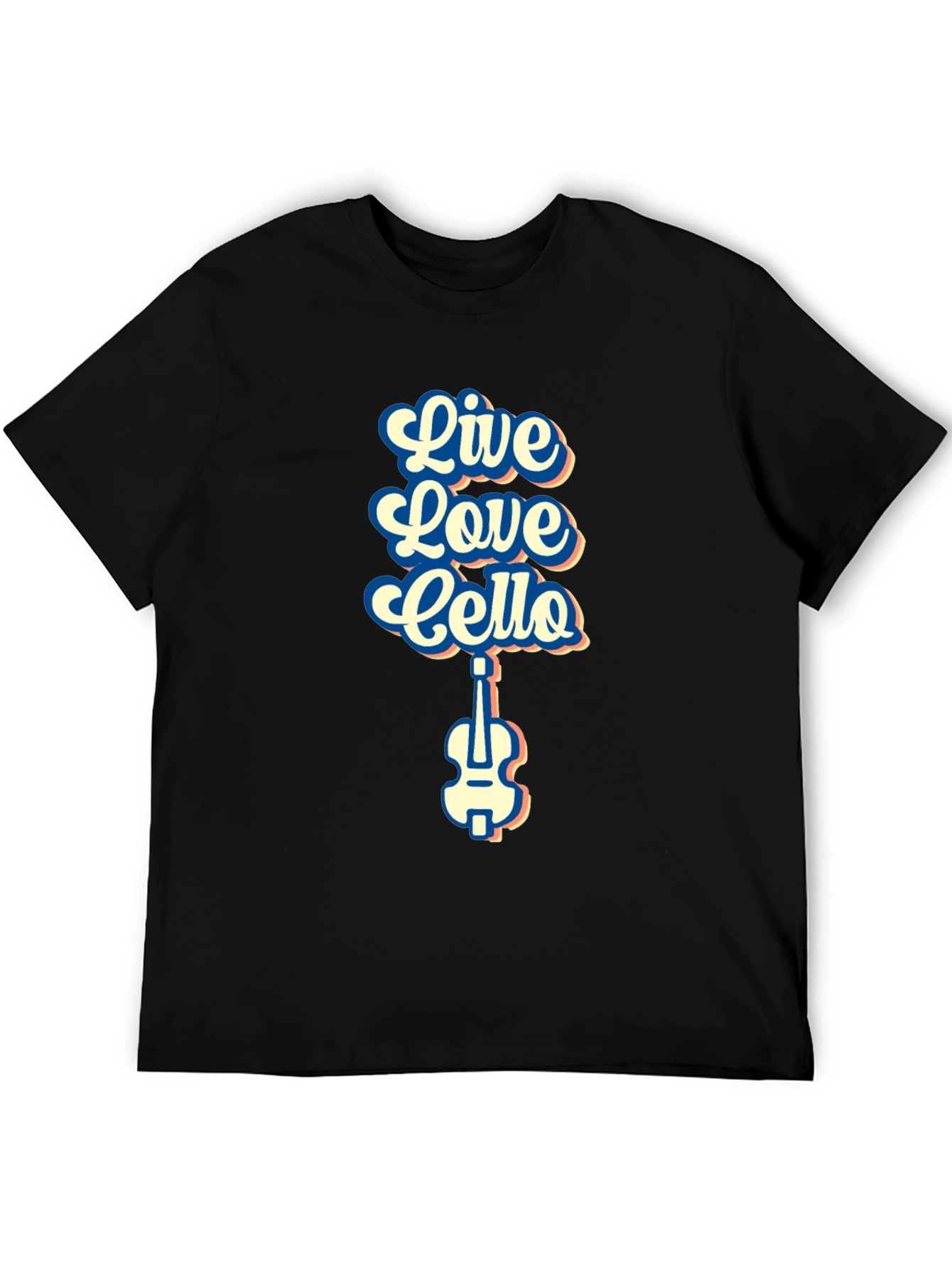Live Love Cello Black Graphic T-Shirt