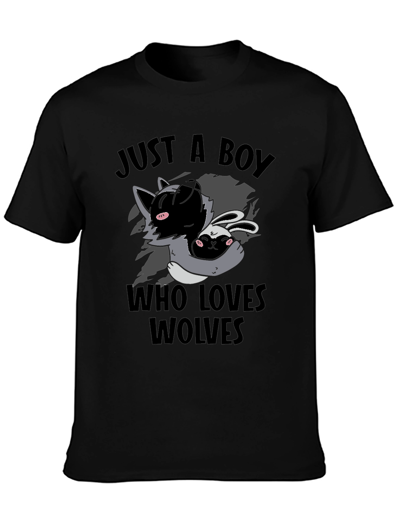 Boy Who Loves Wolves T-Shirt Cute Animal Graphic Tee