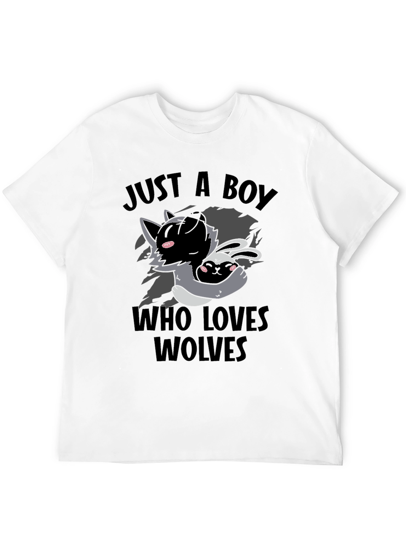Boy Who Loves Wolves T-Shirt Cute Animal Graphic Tee