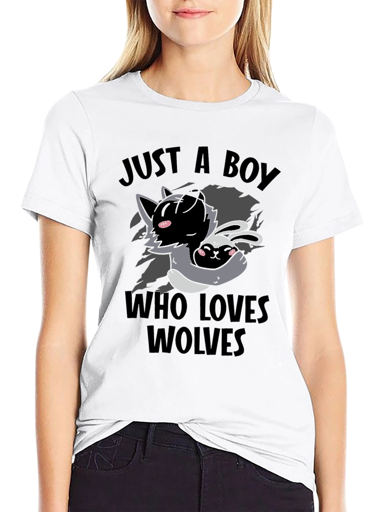 Boy Who Loves Wolves T-Shirt Cute Animal Graphic Tee