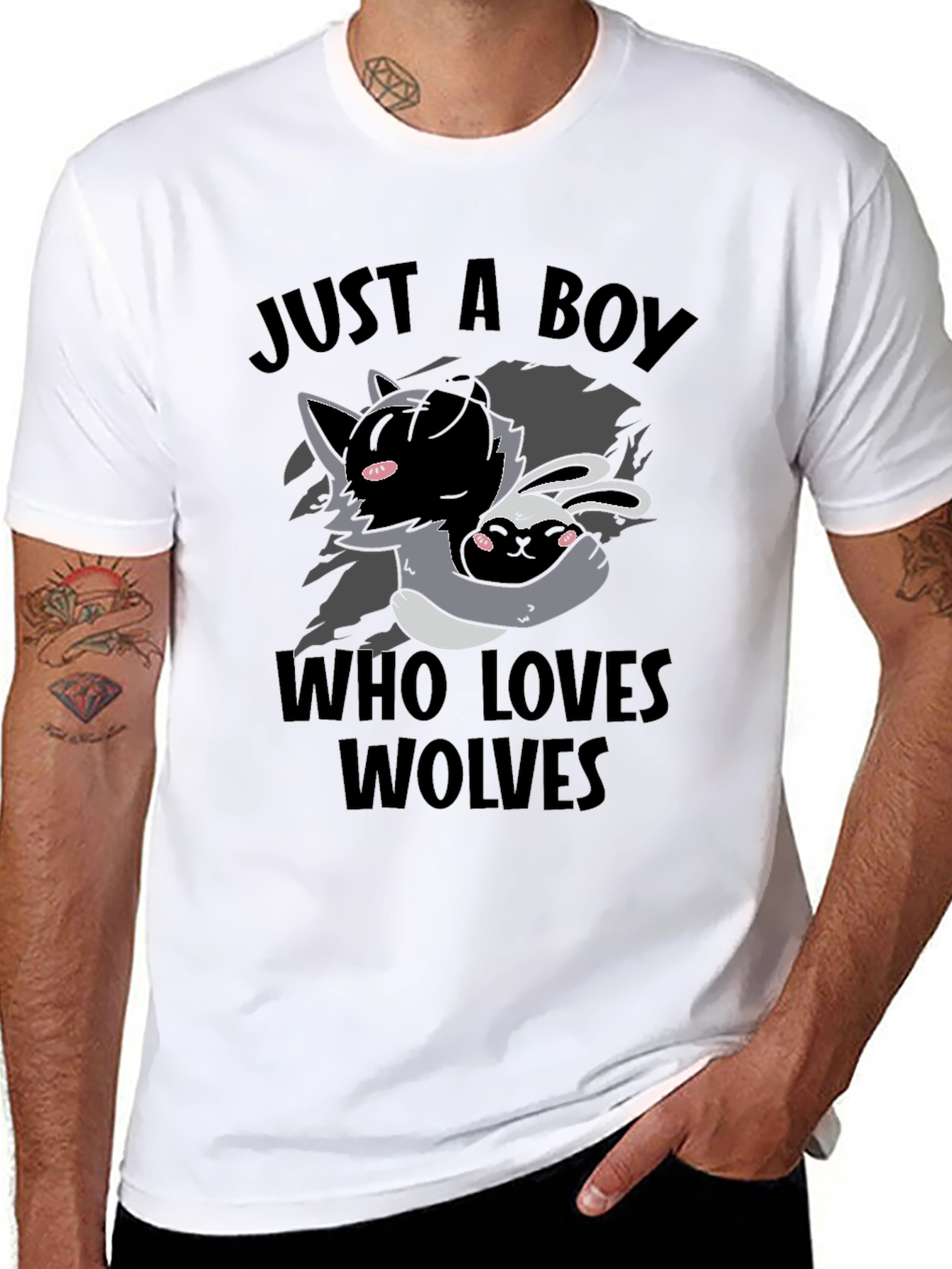 Boy Who Loves Wolves T-Shirt Cute Animal Graphic Tee