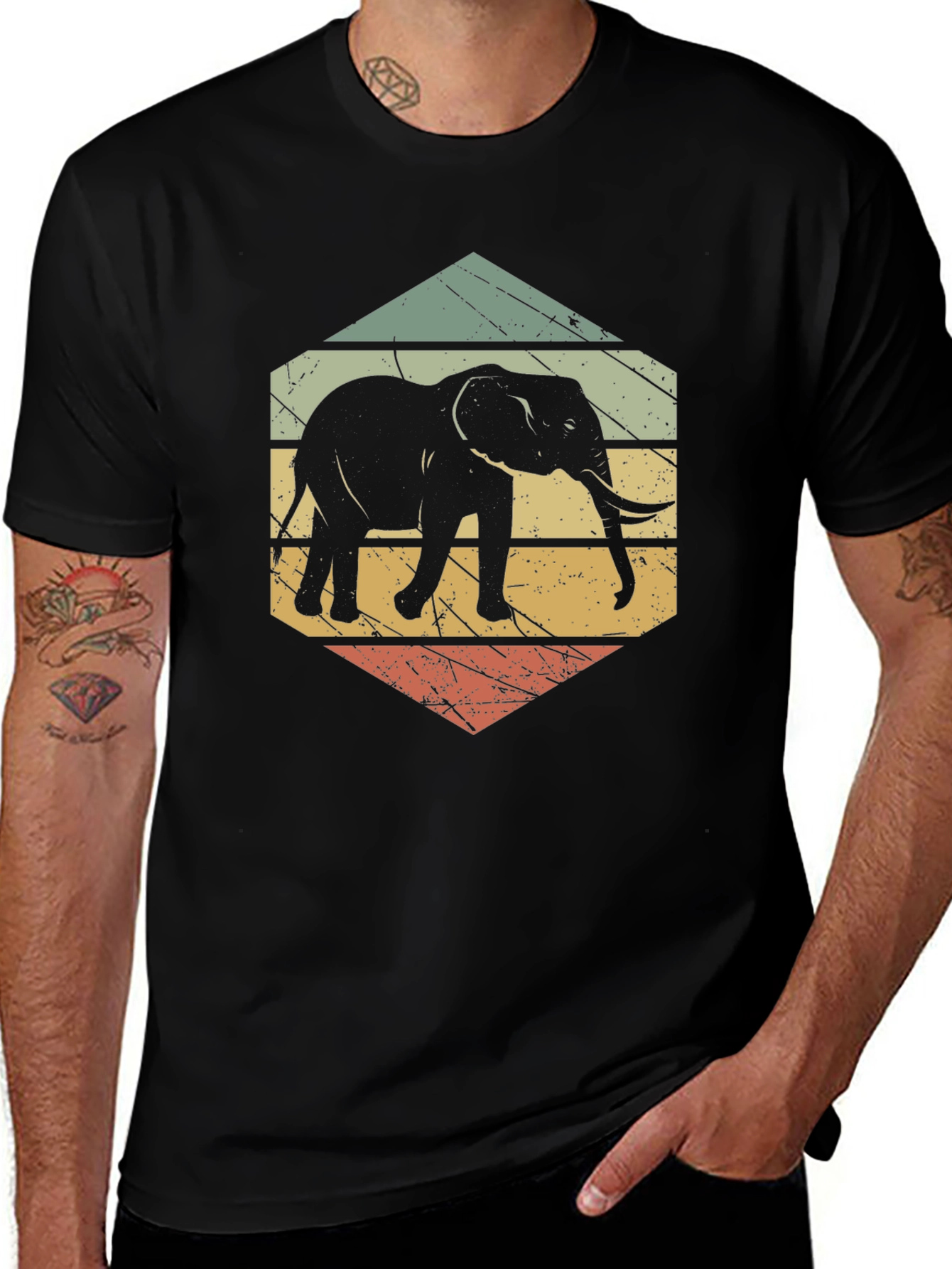 Retro Elephant Graphic T-Shirt