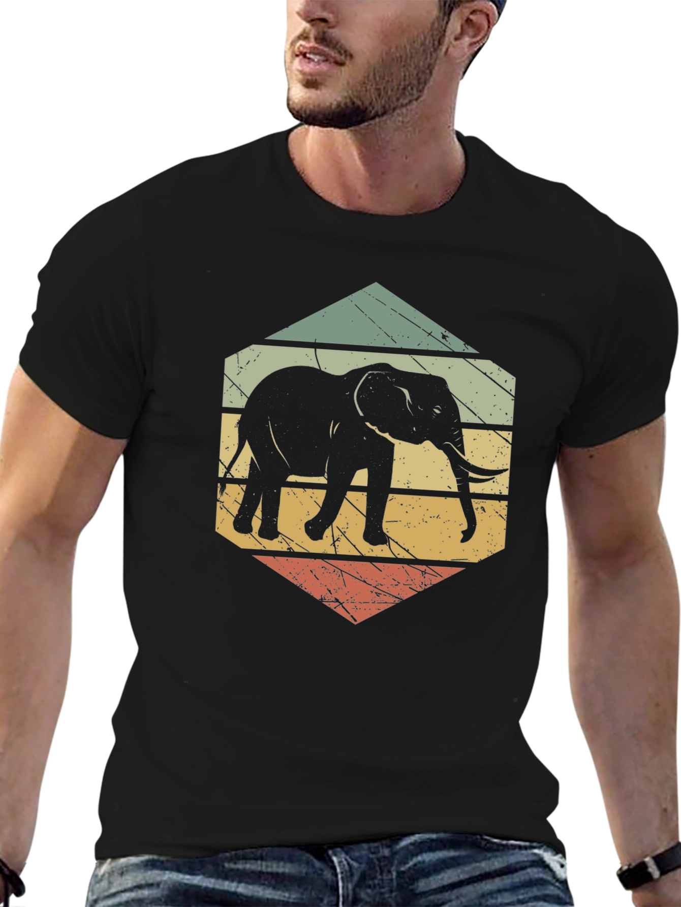 Retro Elephant Graphic T-Shirt