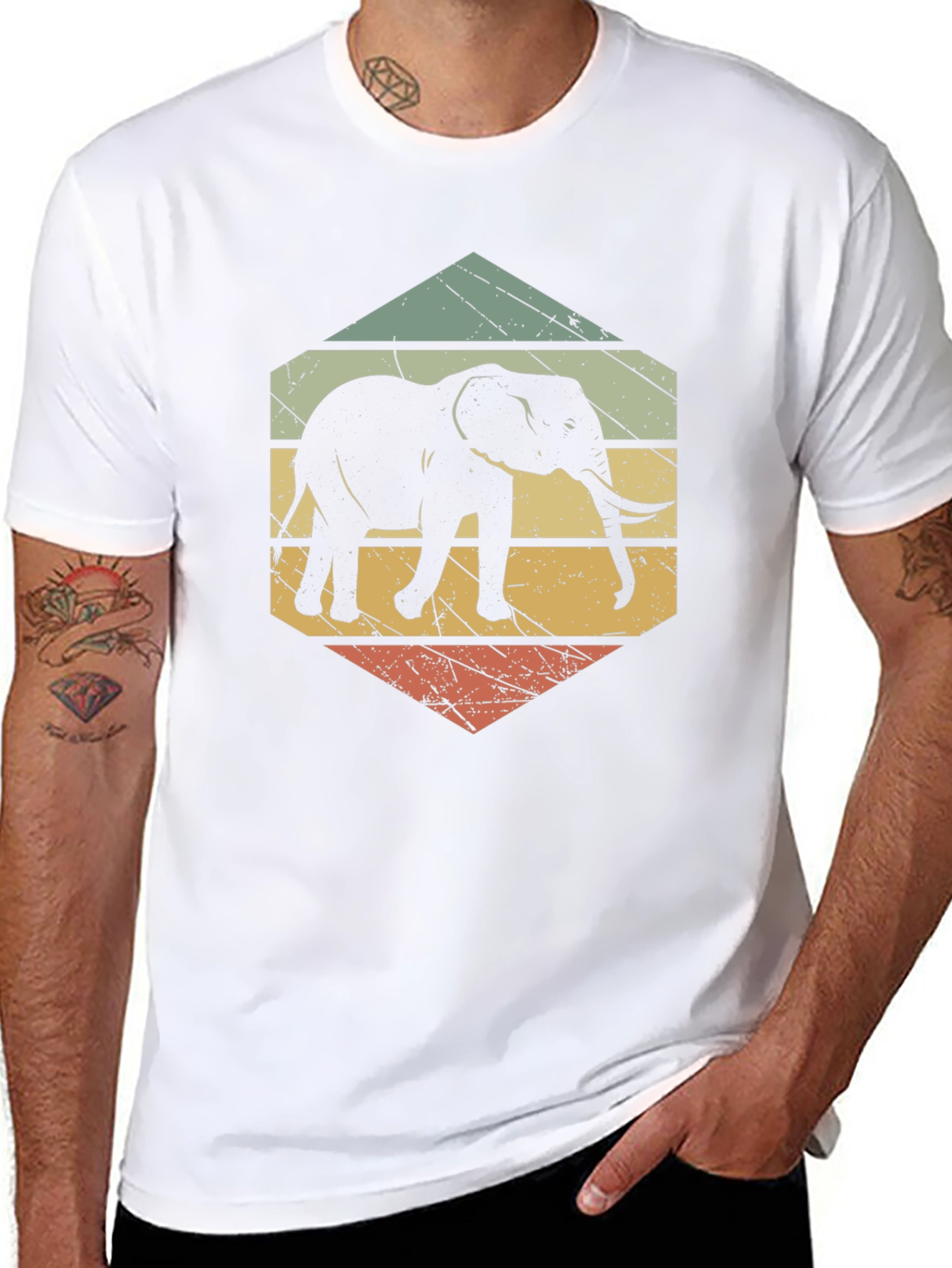 Retro Elephant Graphic T-Shirt