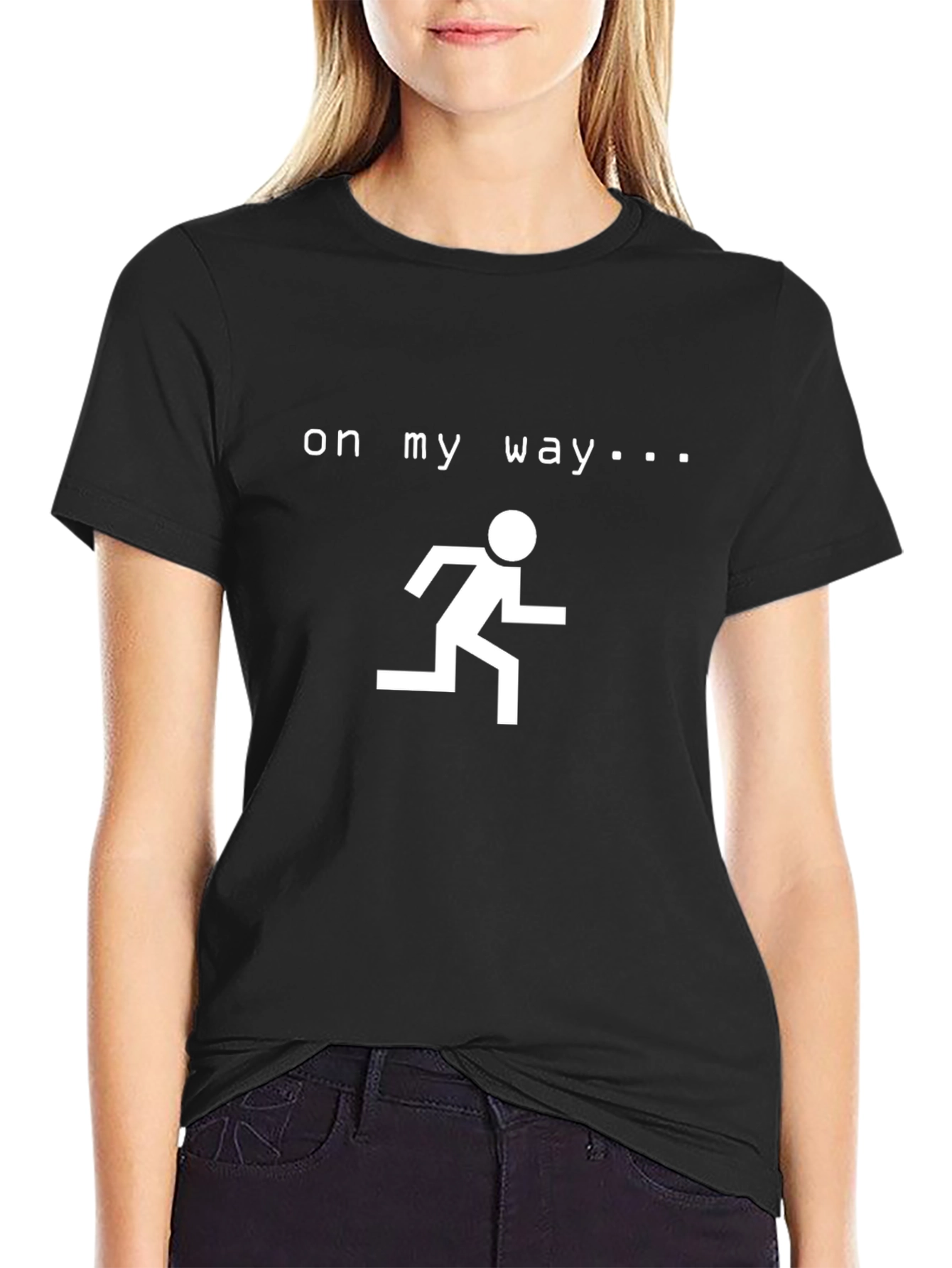 On My Way Graphic Tee - Black Cotton T-Shirt