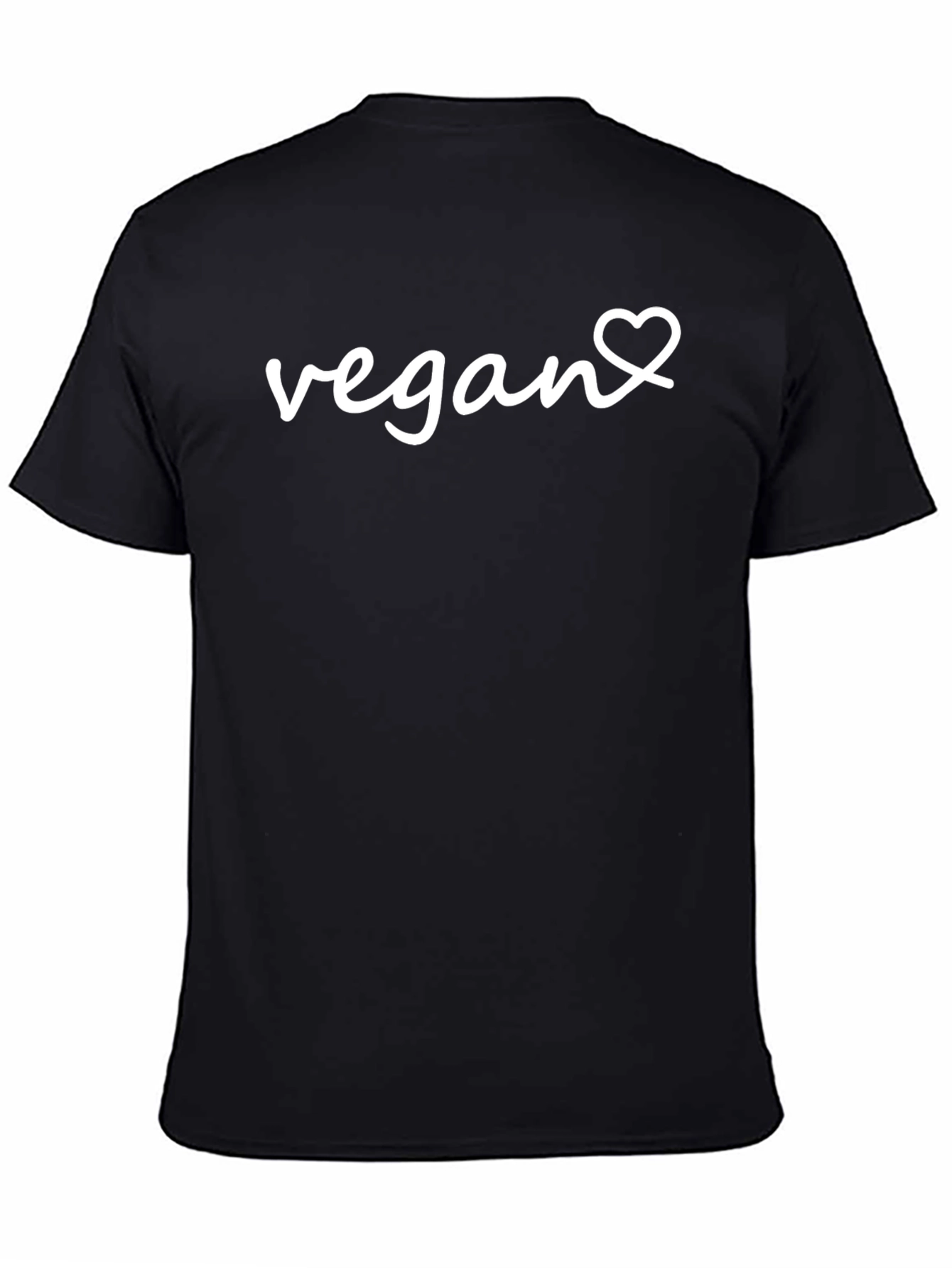 Vegan Heart Graphic Tee - Black Cotton T-Shirt